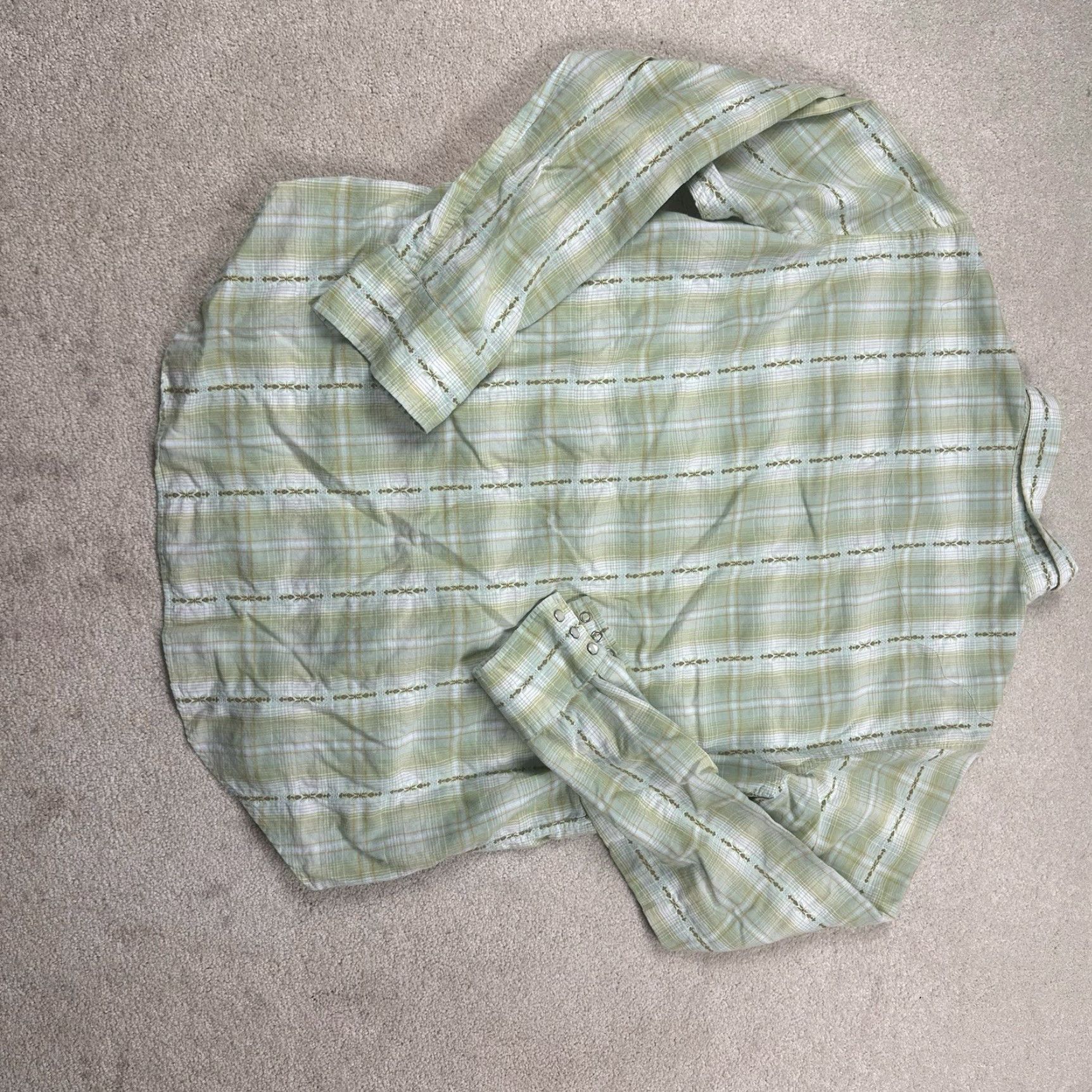 Polo Ralph Lauren VINTAGE Polo Ralph Lauren Pearl Snap Shirt Mens L Green Plaid Western Shirt Benjamin Size US L / EU 52-54 / 3 - 3 Thumbnail