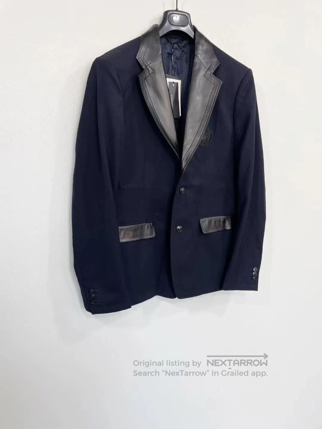 Versace VERSACE Wool Leather Trim Blazer. Size US XL / EU 56 / 4 - 2 Thumbnail