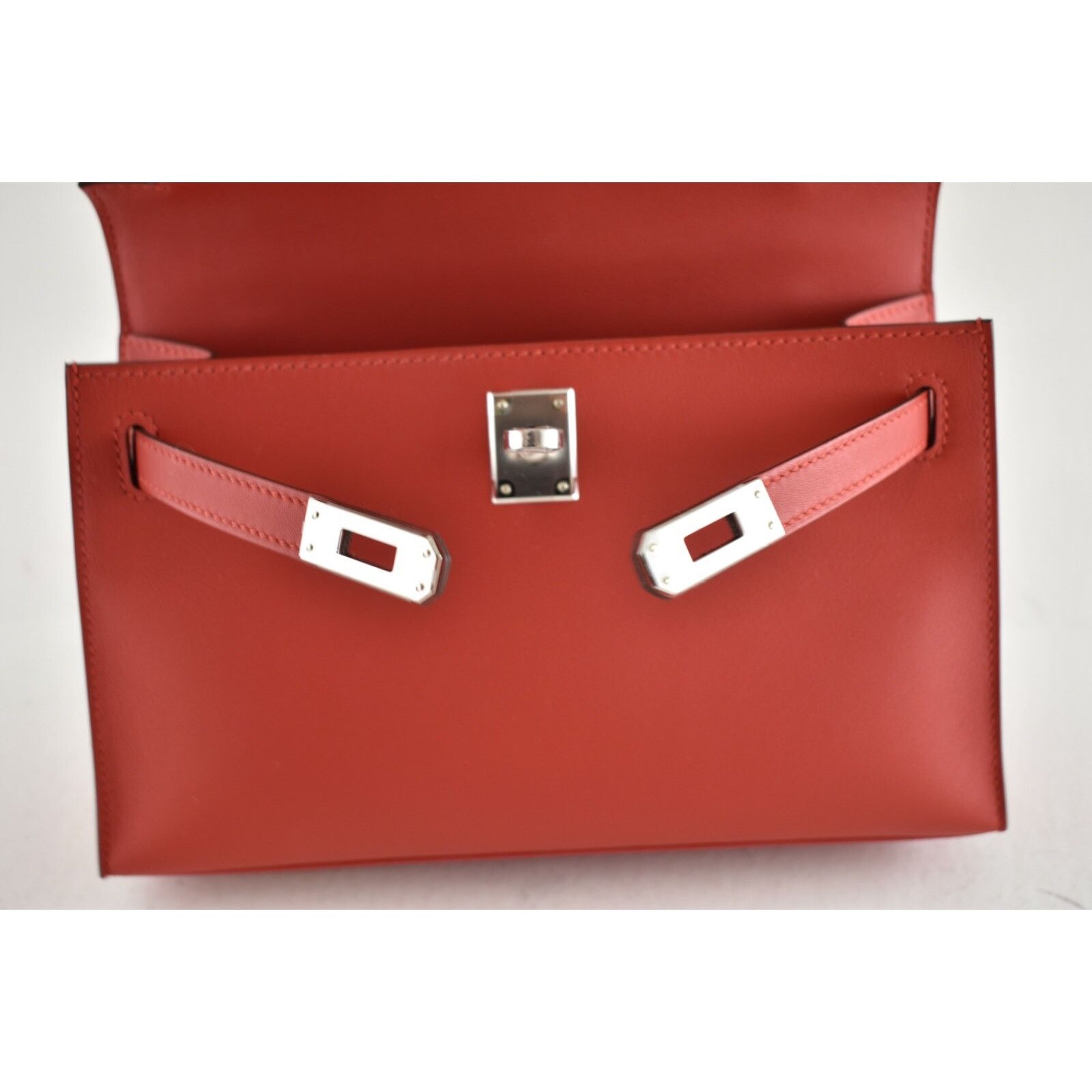 Hermes Hermes Mini Kelly Rouge Red Palladium Hardware Clutch Bag Size ONE SIZE - 21 Thumbnail