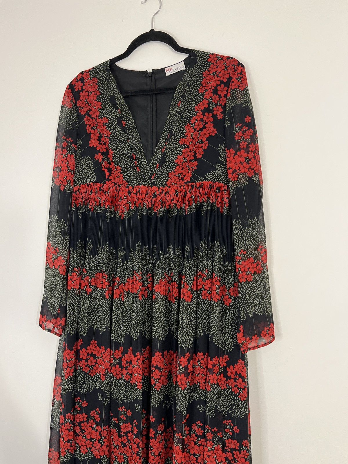 RED Valentino × Valentino RED Valentino pleated floral midi dress Size L / US 10 / IT 46 - 2 Thumbnail