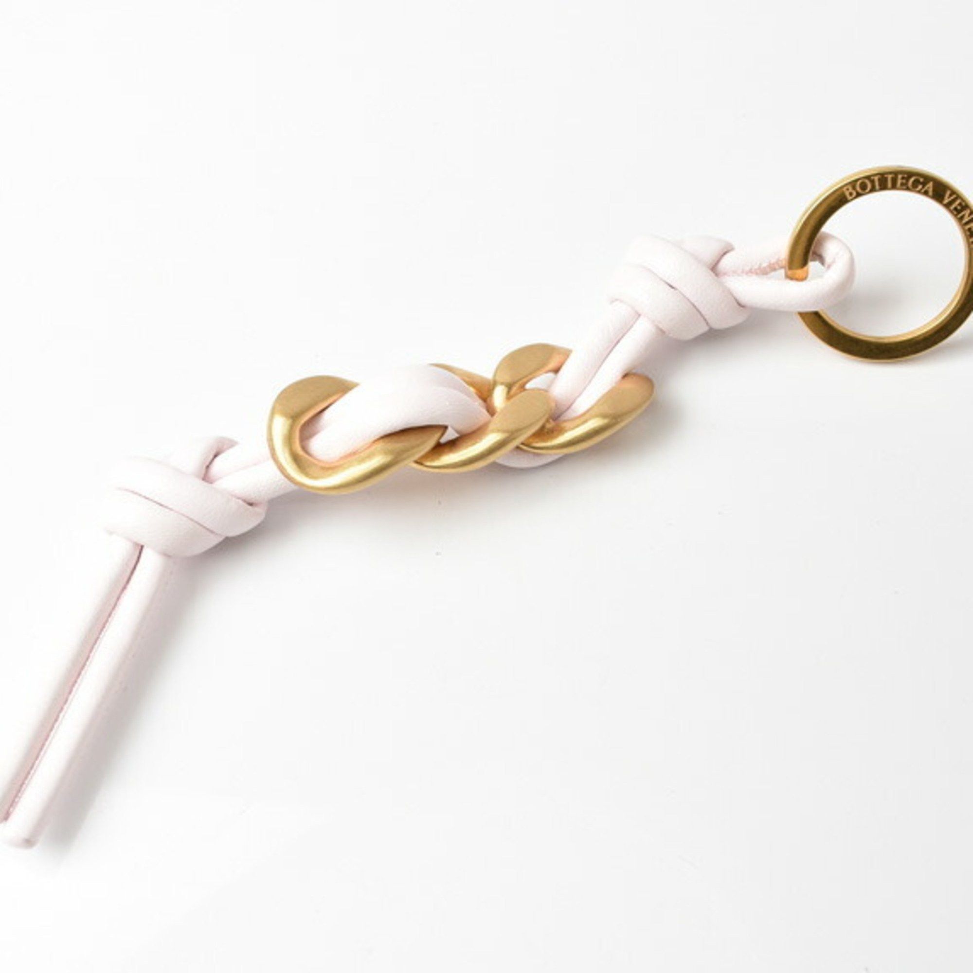 image of Bottega Veneta Keyring Keychain Bottega Veneta Nappa Baby Pink Matte Gold 666884 Outlet, Women's