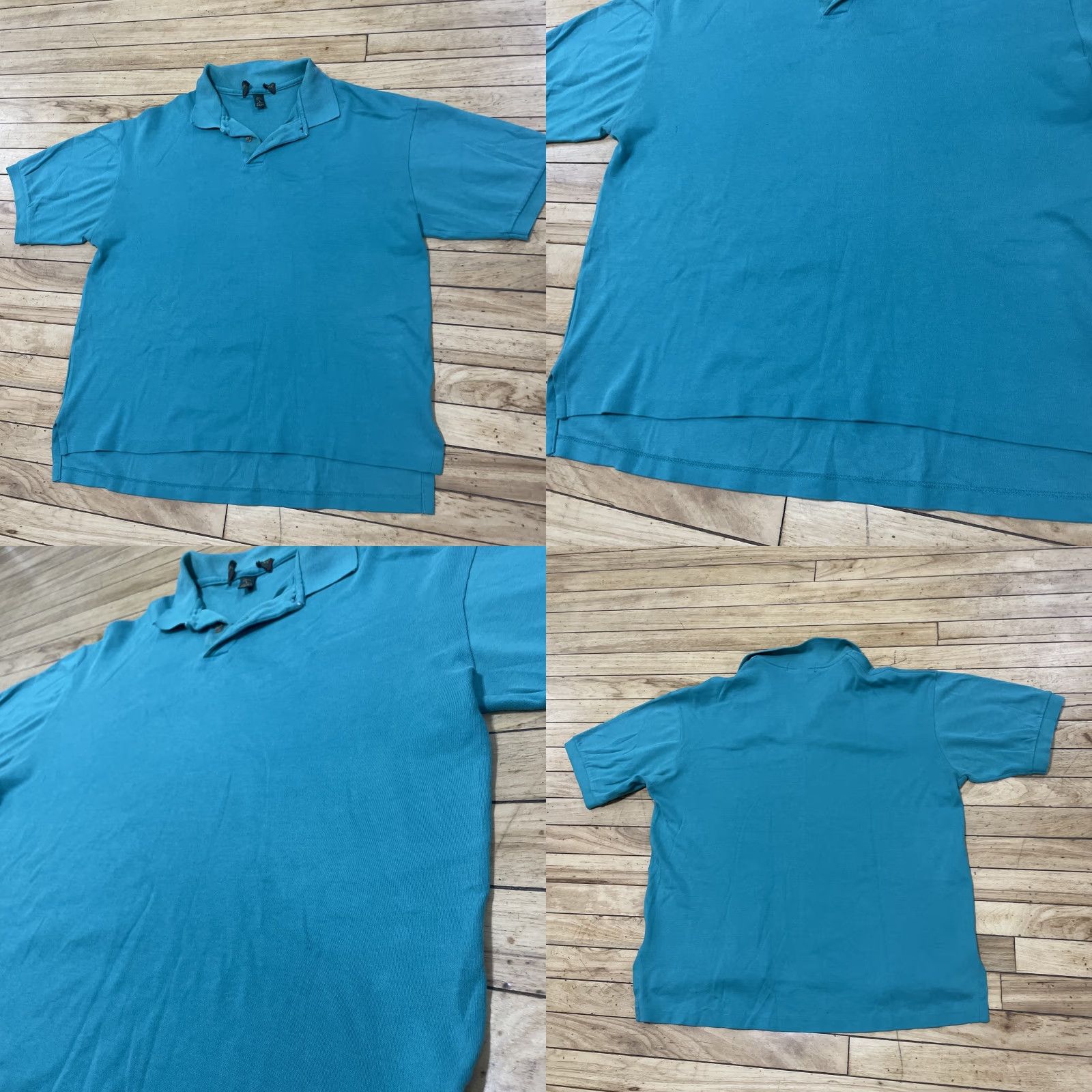 Vintage VINTAGE Polo Shirt Men XL Teal Blue Stretch Jersey Crop Single Stitch 90s USA Grunge Size US XL / EU 56 / 4 - 11 Thumbnail