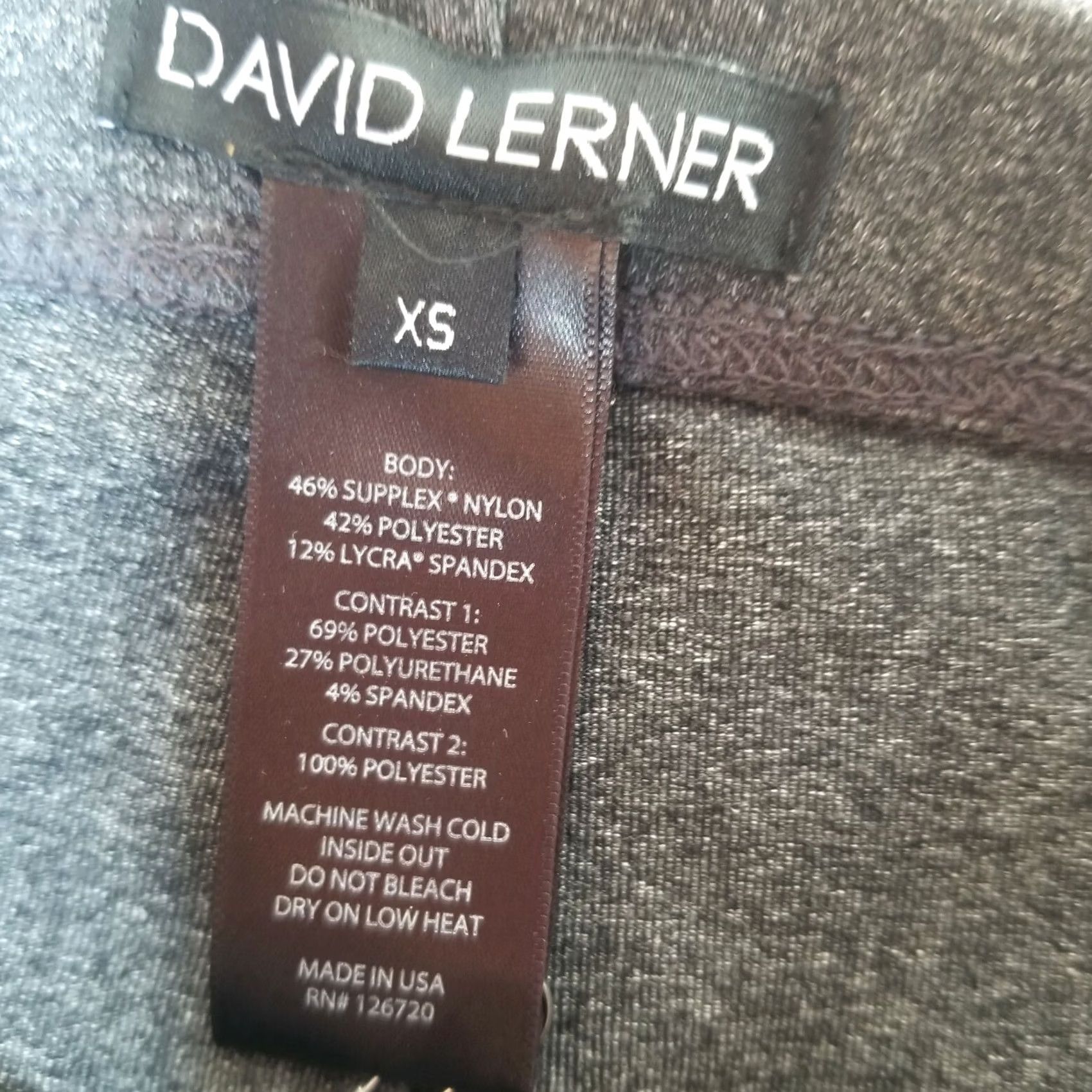 Vintage David Lerner Leggings Women XS Leather Leg Patch Gray Nylon/Spandex Yoga Pants Mid Rise Size 26" / US 2 / IT 38 - 5 Thumbnail