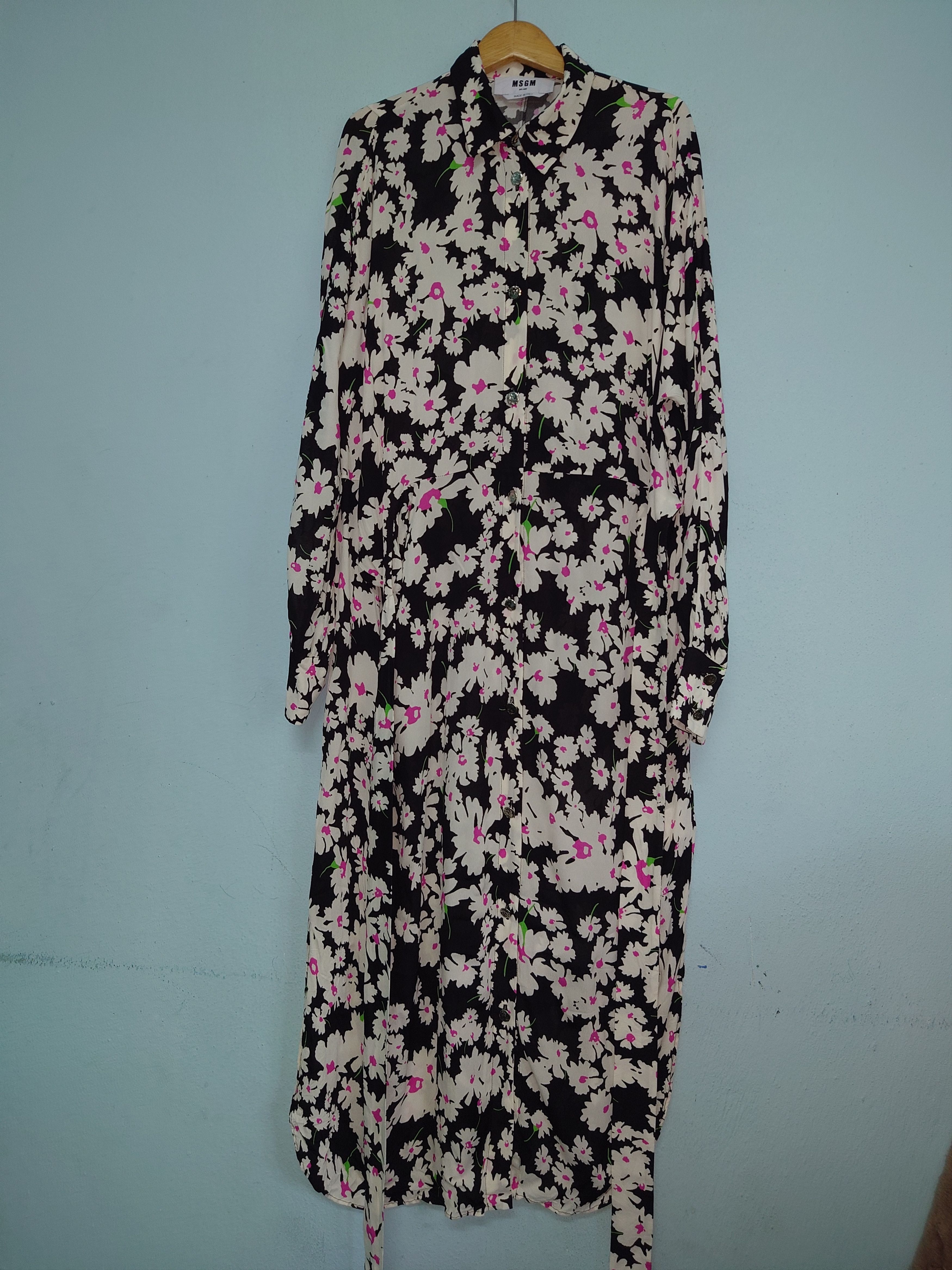 MSGM MSGM Milano Floral Daisy Print Viscose Maxi Shirt Dress Size XS / US 0-2 / IT 36-38 - 1 Thumbnail