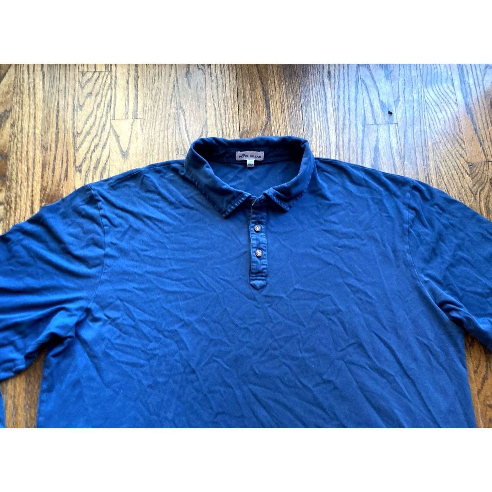 Peter Millar Peter Millar Polo Shirt Mens 2XL Jersey Long Sleeve Pima Cotton Navy Blue Classic Casual Golf Men's Size US XXL / EU 58 / 5 - 4 Thumbnail
