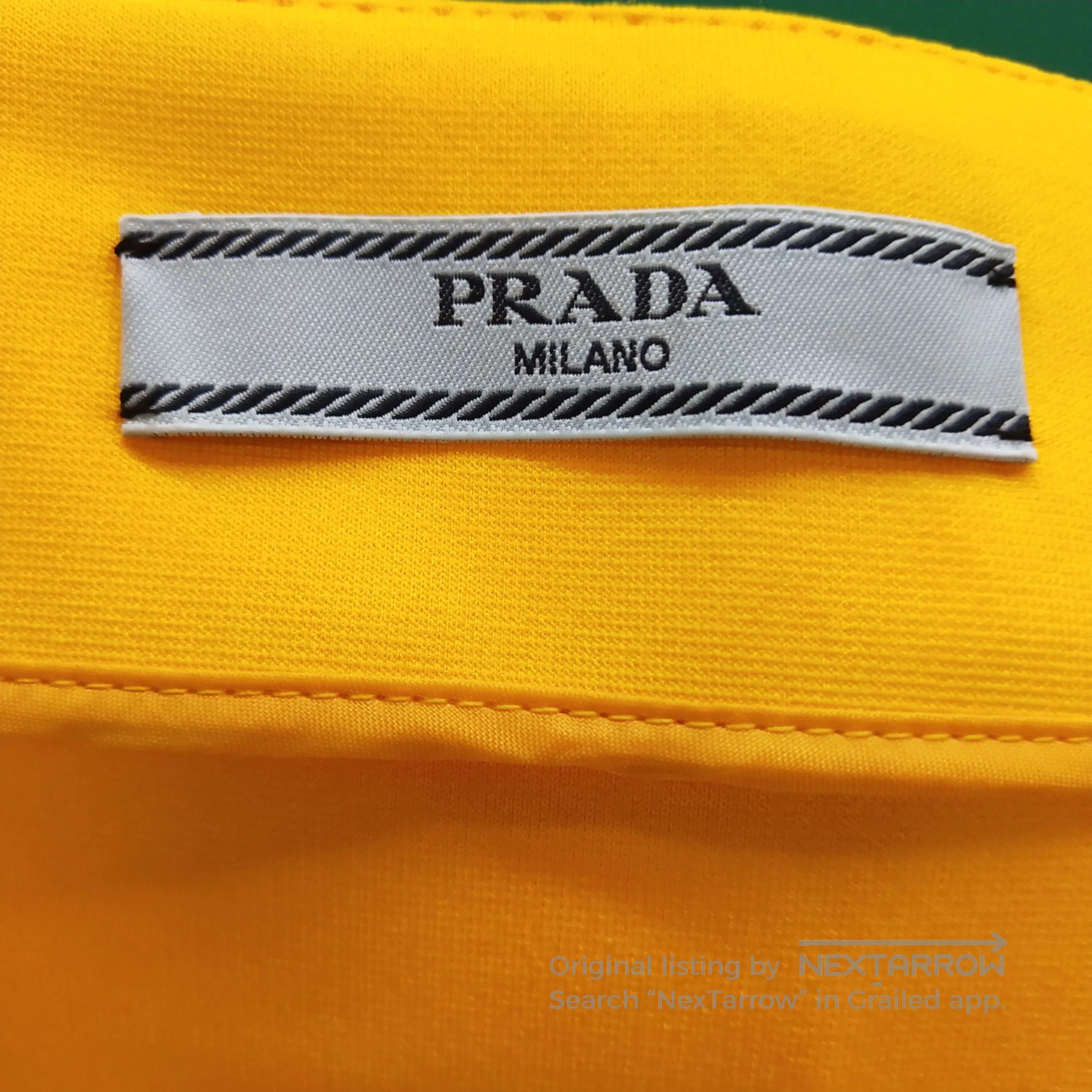 Prada Prada Yellow Logo Ruffle Hem Skirt . Size 35" - 5 Thumbnail