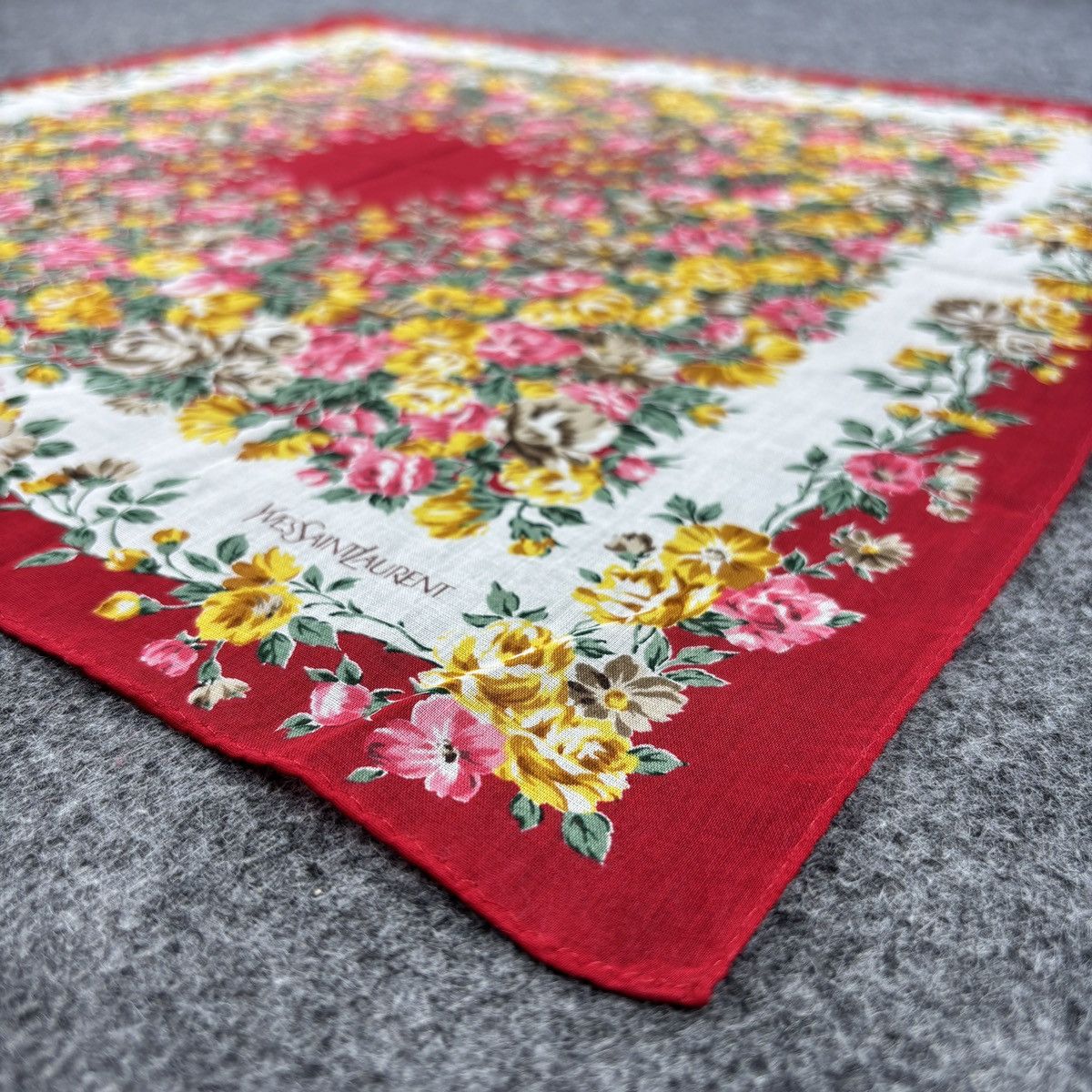 Vintage YSL Floral Handkerchief # E056 # Bandana # Neckerchief Size ONE SIZE - 4 Thumbnail