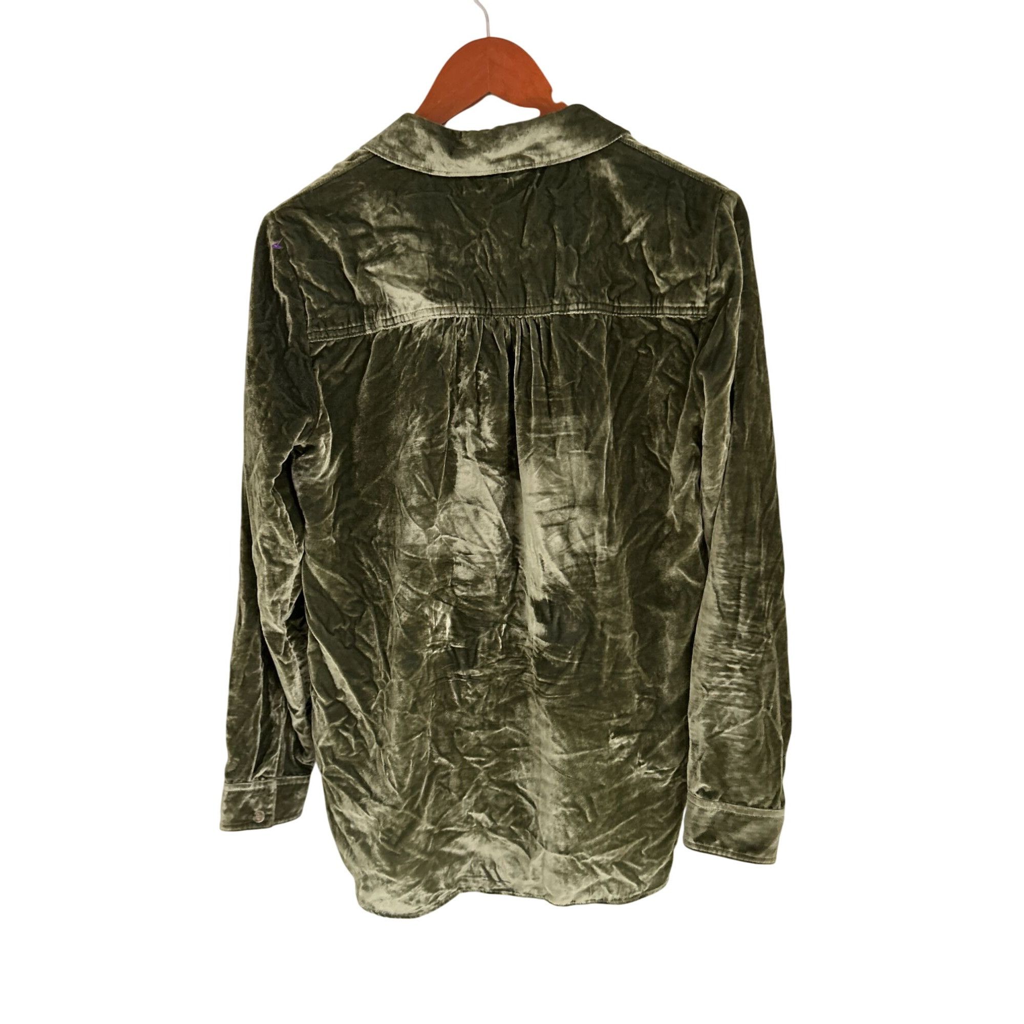 Anthropologie Anthropologie Maeve Karina Green Velvet Button Down Long Sle Size M / US 6-8 / IT 42-44 - 7 Thumbnail