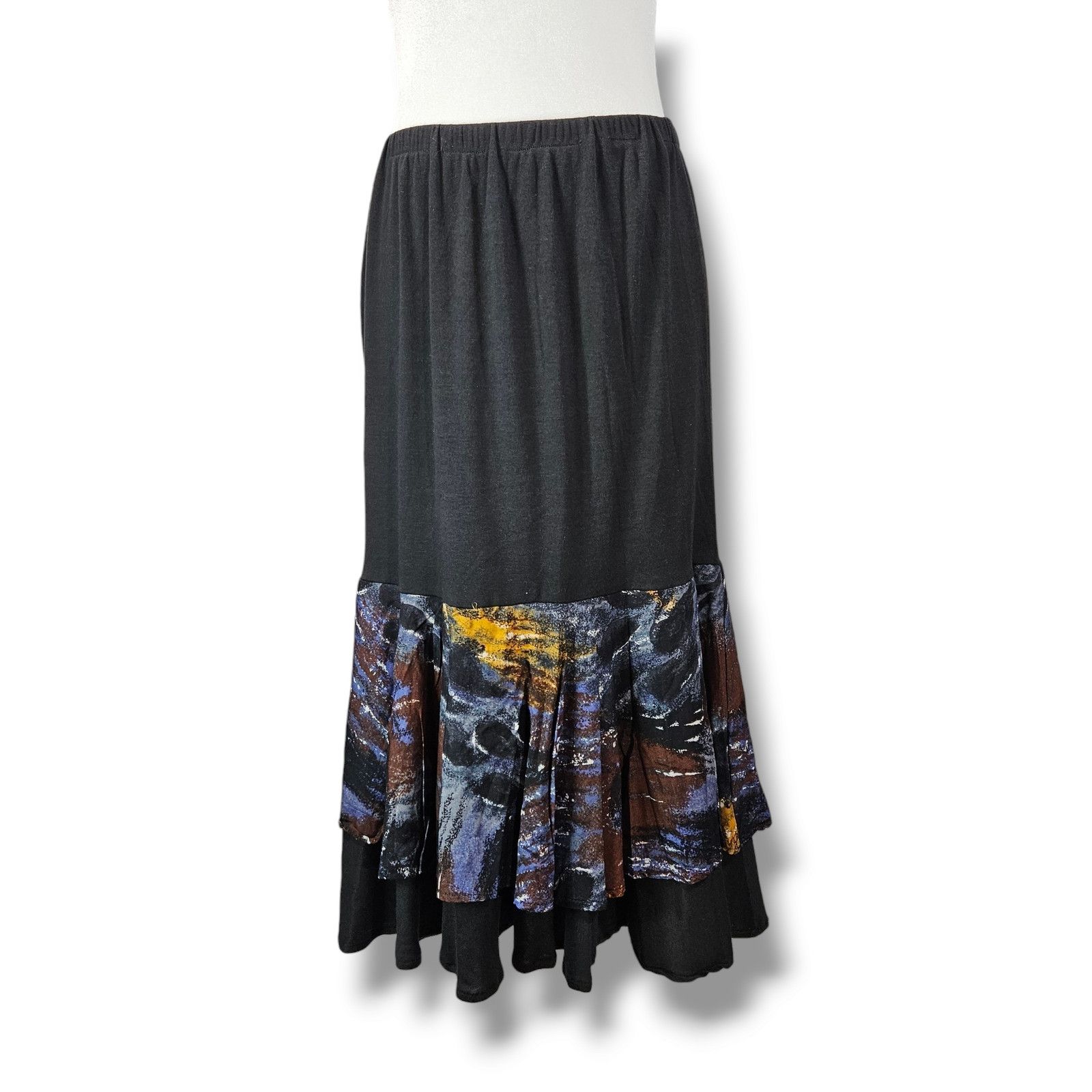 Other EUC VTG Bohemian Layered Midi Skirt Sz. XL Black Size 26" / US 2 / IT 38 - 3 Thumbnail