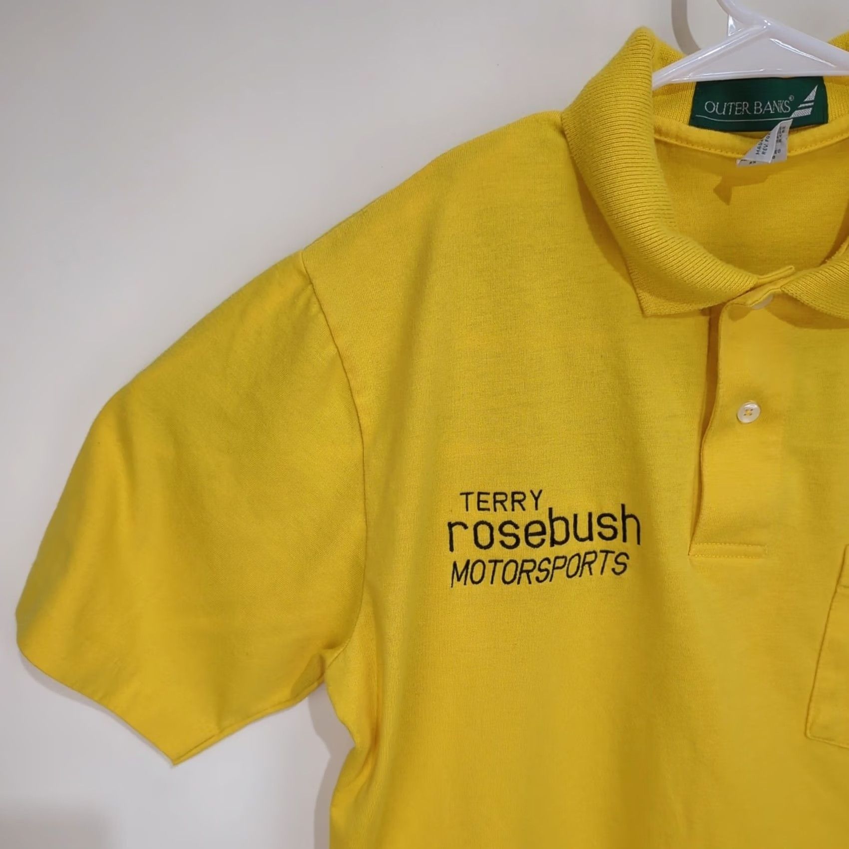 Vintage VINTAGE Outer Banks Motorsports Work Shirt Polo Shirt Men L Yellow Short Sleeve Embroidered Logo 90s Racing Clip Size US L / EU 52-54 / 3 - 3 Thumbnail
