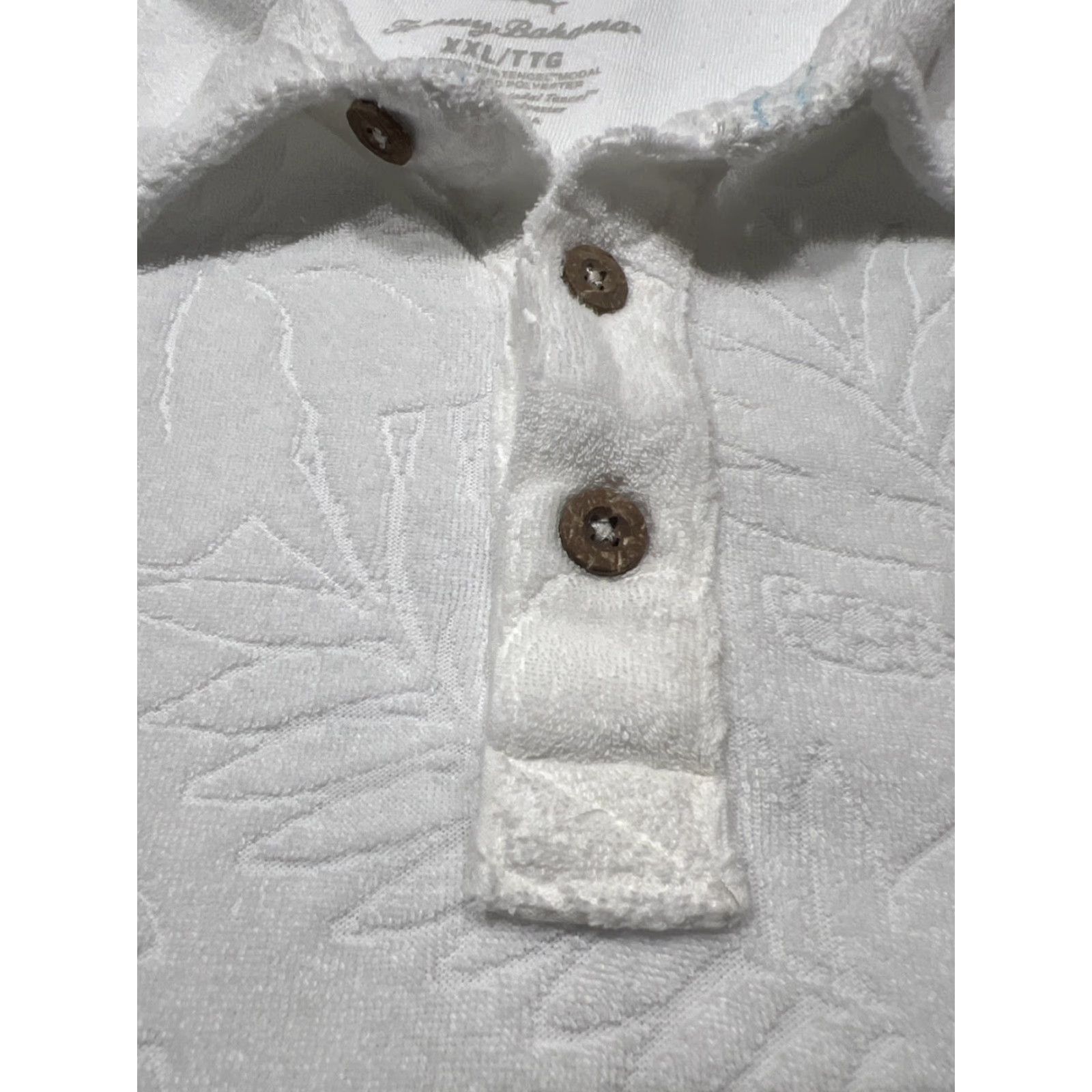 Tommy Bahama Tommy Bahama Polo Shirt 2XL White Short Sleeve Terry Poolside Hibiscus Button Collar Mens Size US XXL / EU 58 / 5 - 5 Thumbnail