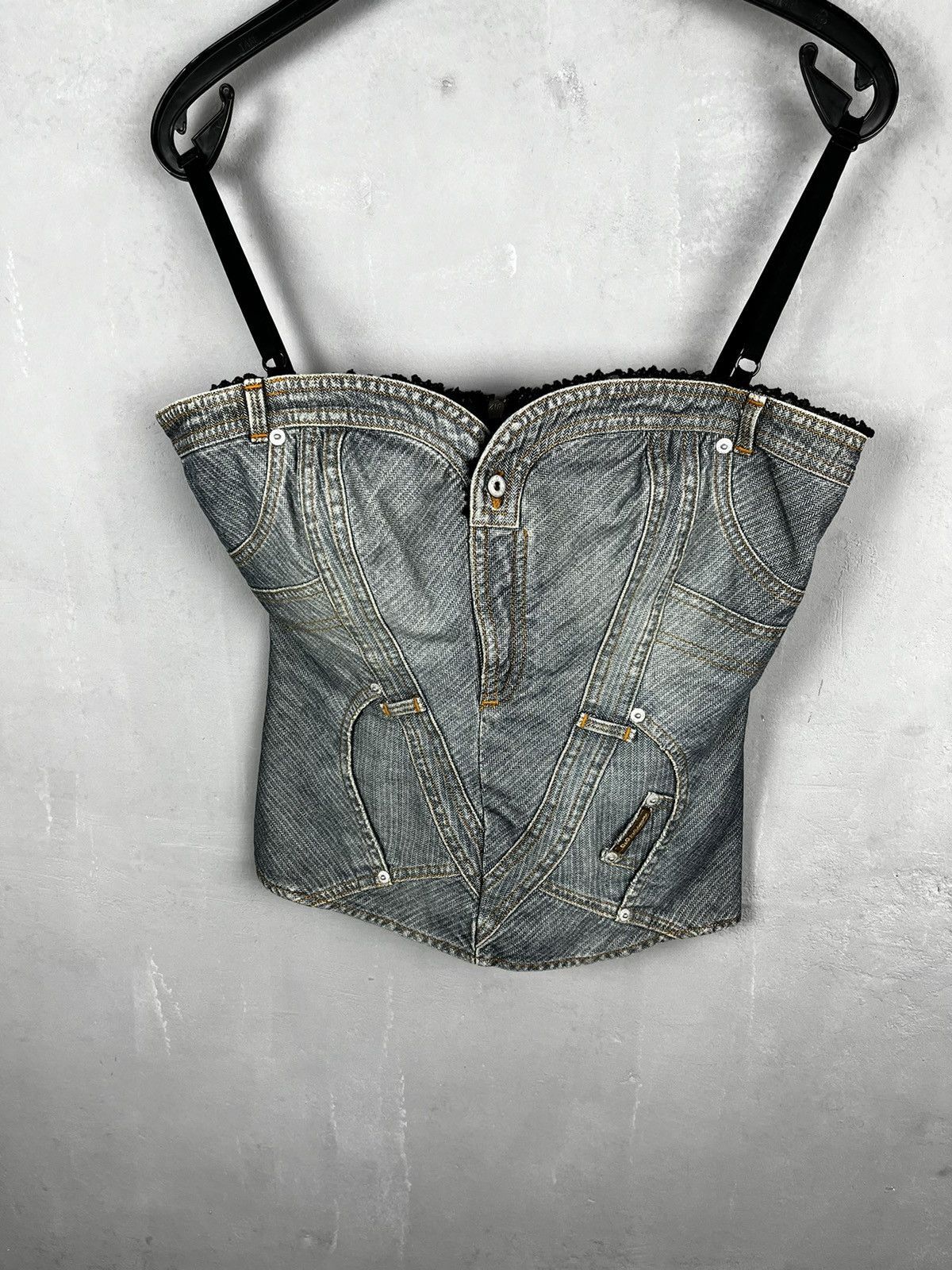 Dolce & Gabbana × Hysteric Glamour VINTAGE DOLCE & GABBANA JEAN DENIM BUSTIER TOP WITH LACE Size M / US 6-8 / IT 42-44 - 1 Thumbnail