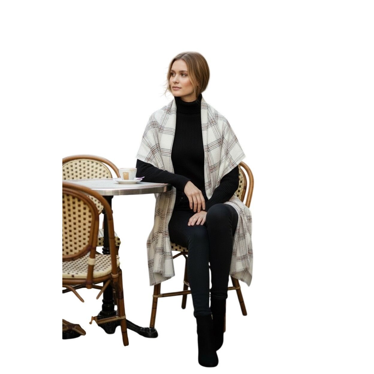 Other Cejon Heritage Plaid Blanket Scarf/ Wrap, 20”x76”, Ivory Size ONE SIZE - 1 Thumbnail