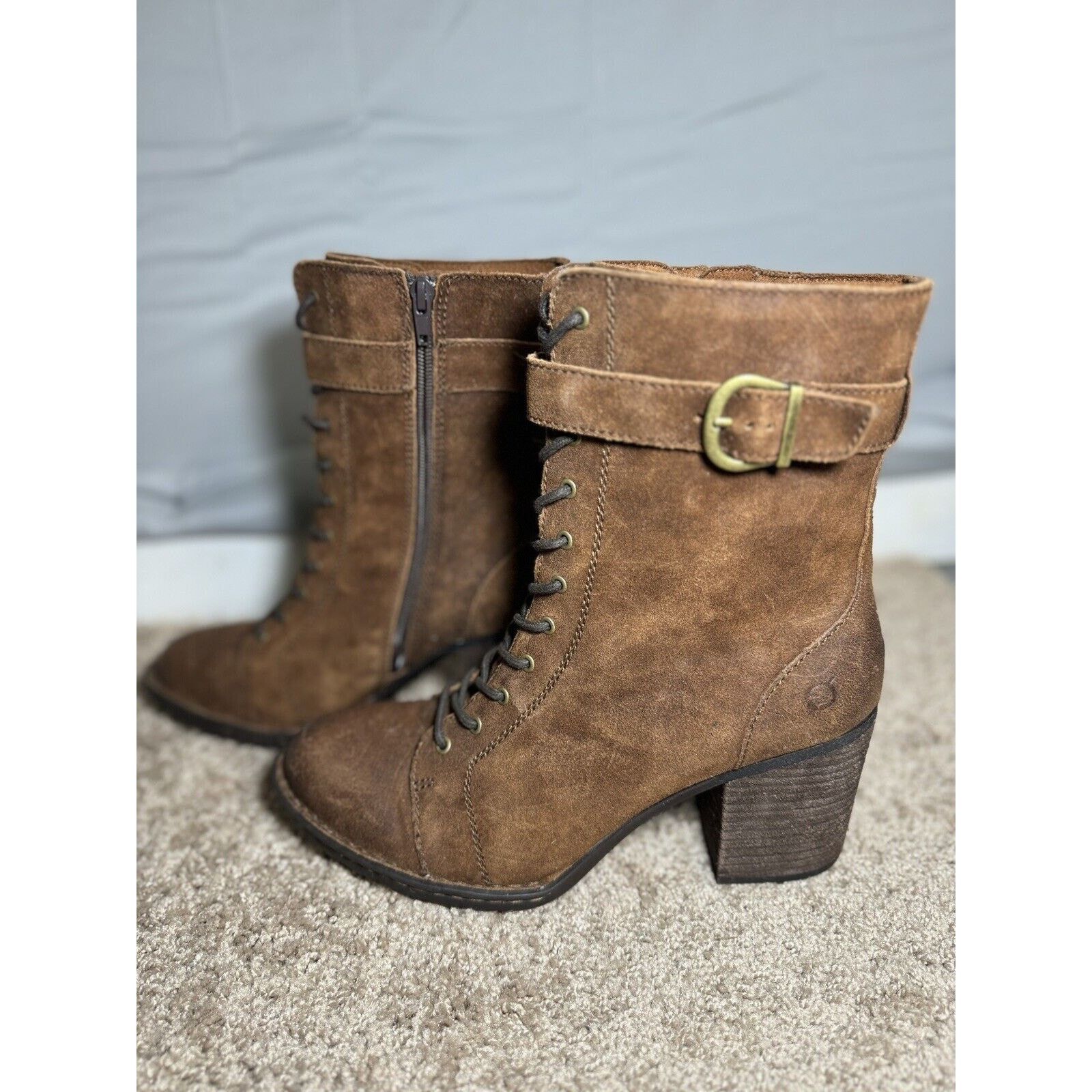 Born Born Hand Crafted Footwear, Distressed Suede Combat Boots Size US 11 / IT 41 - 2 Thumbnail