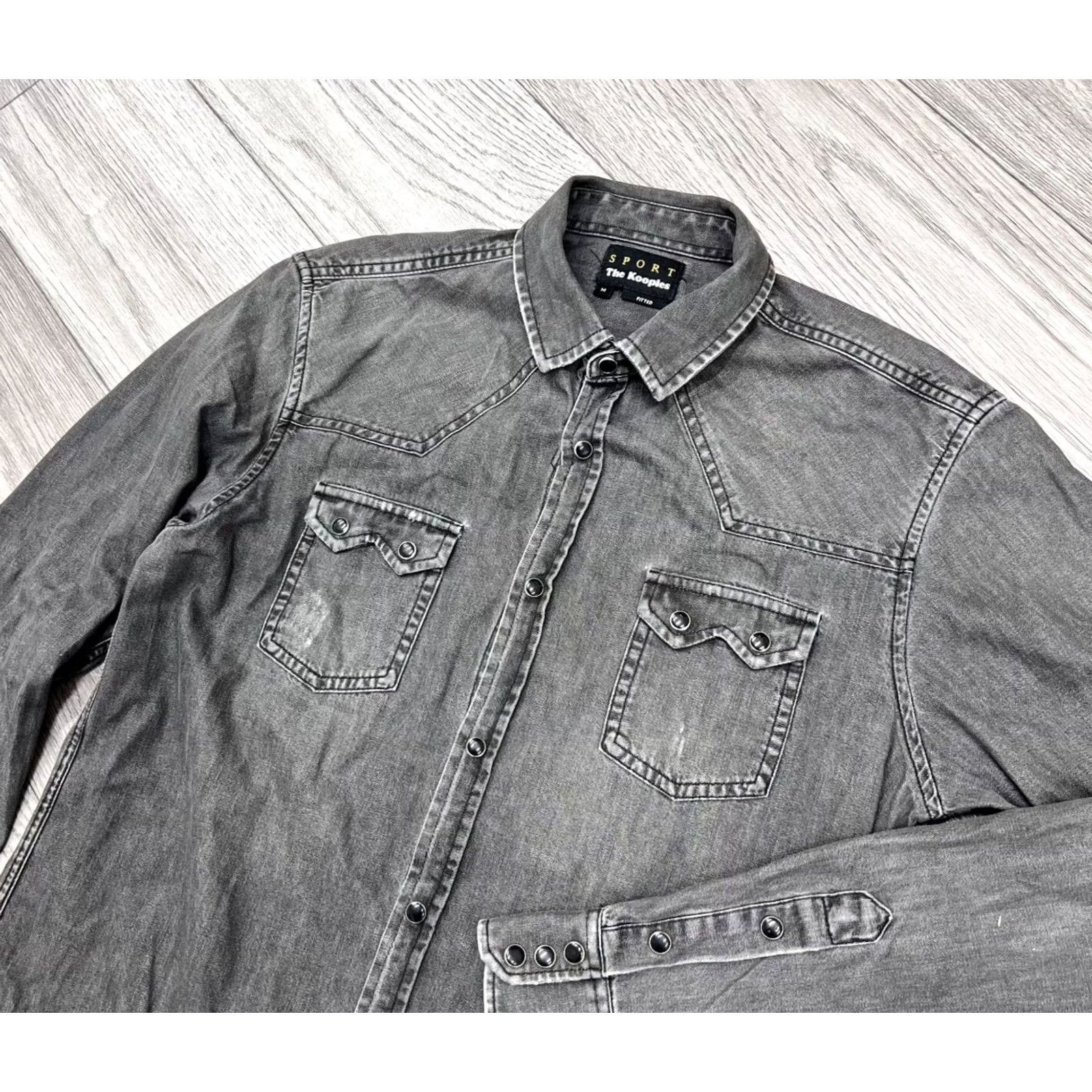 The Kooples The Kooples Shirt Men M Denim Western Long Sleeve Snap Col﻿lared Grey Size US M / EU 48-50 / 2 - 2 Thumbnail