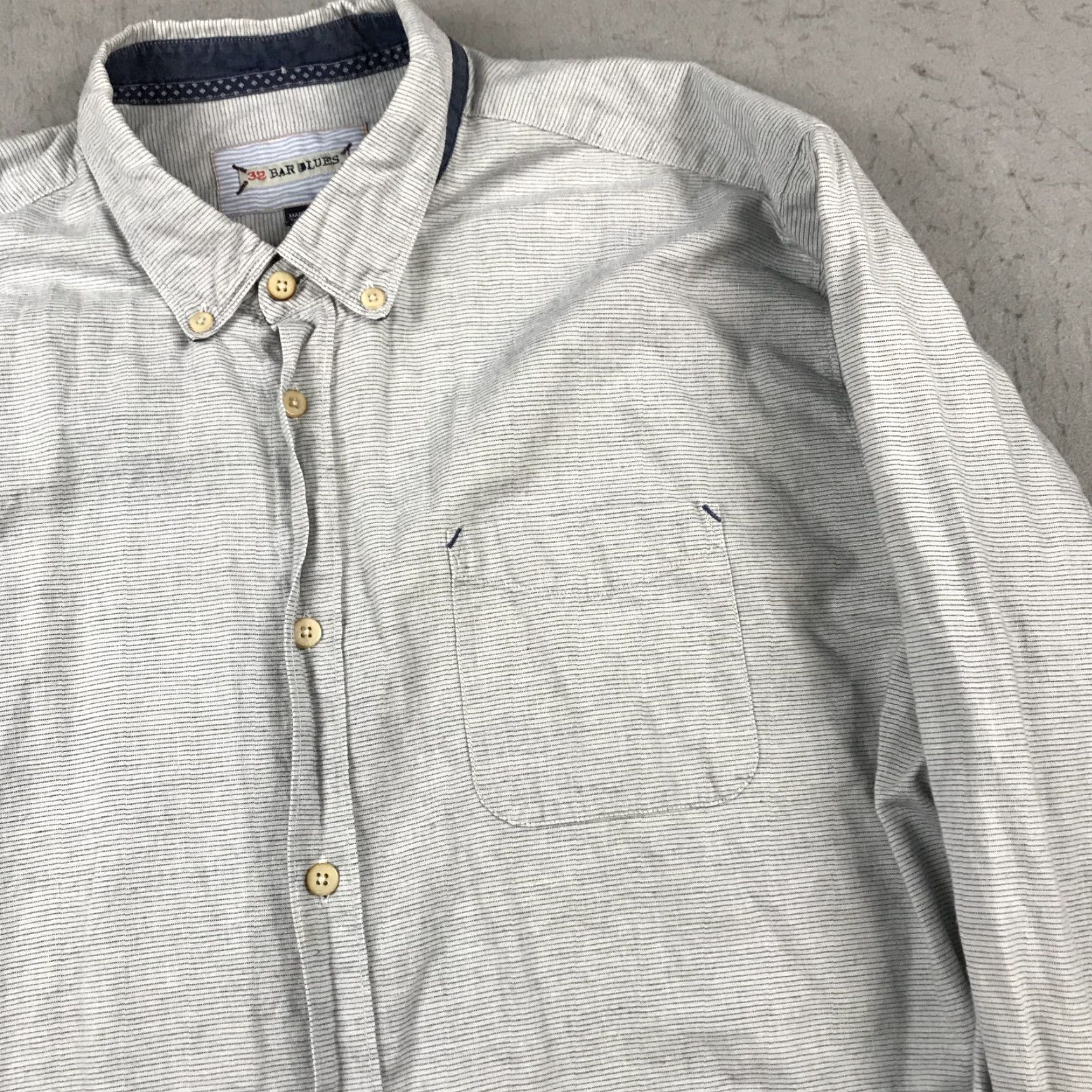 Vintage 32 Bar Blues Shirt Mens 2XL Gray Cotton Linen Blend Button-Up Casual Long Sleeve Collared Shirt Size US XXL / EU 58 / 5 - 3 Thumbnail