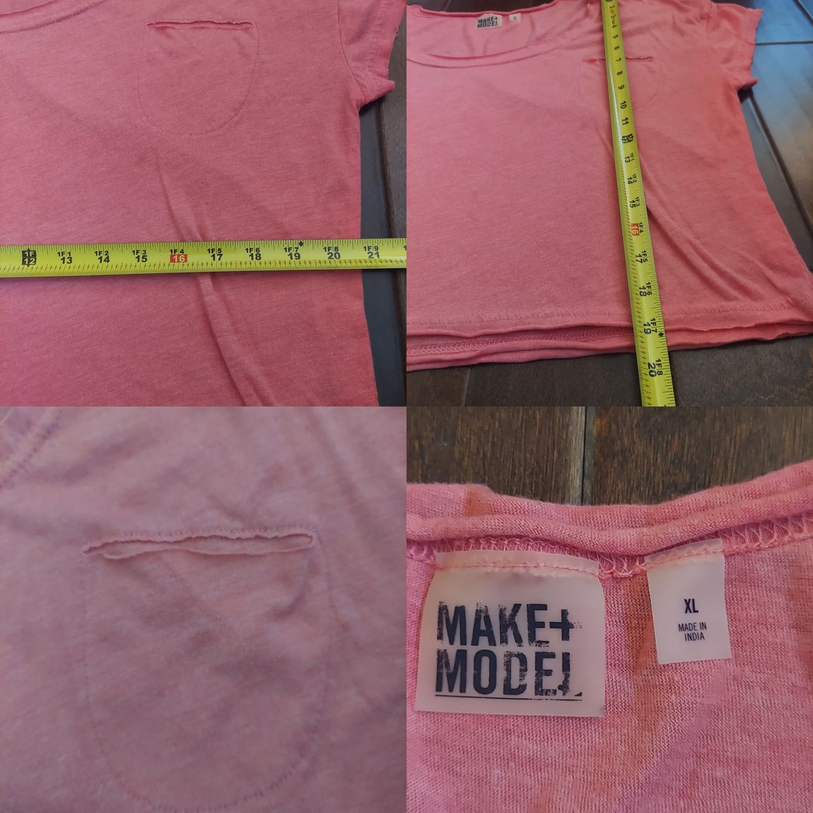 Pinko Make + Model Women's Pink Short Sleeve Pocket Shirt XL T-Shirt, Plus Size, Basic, Round Neck, Polyester Viscose, Pockets, Pink, Women Size XL / US 12-14 / IT 48-50 - 10 Thumbnail