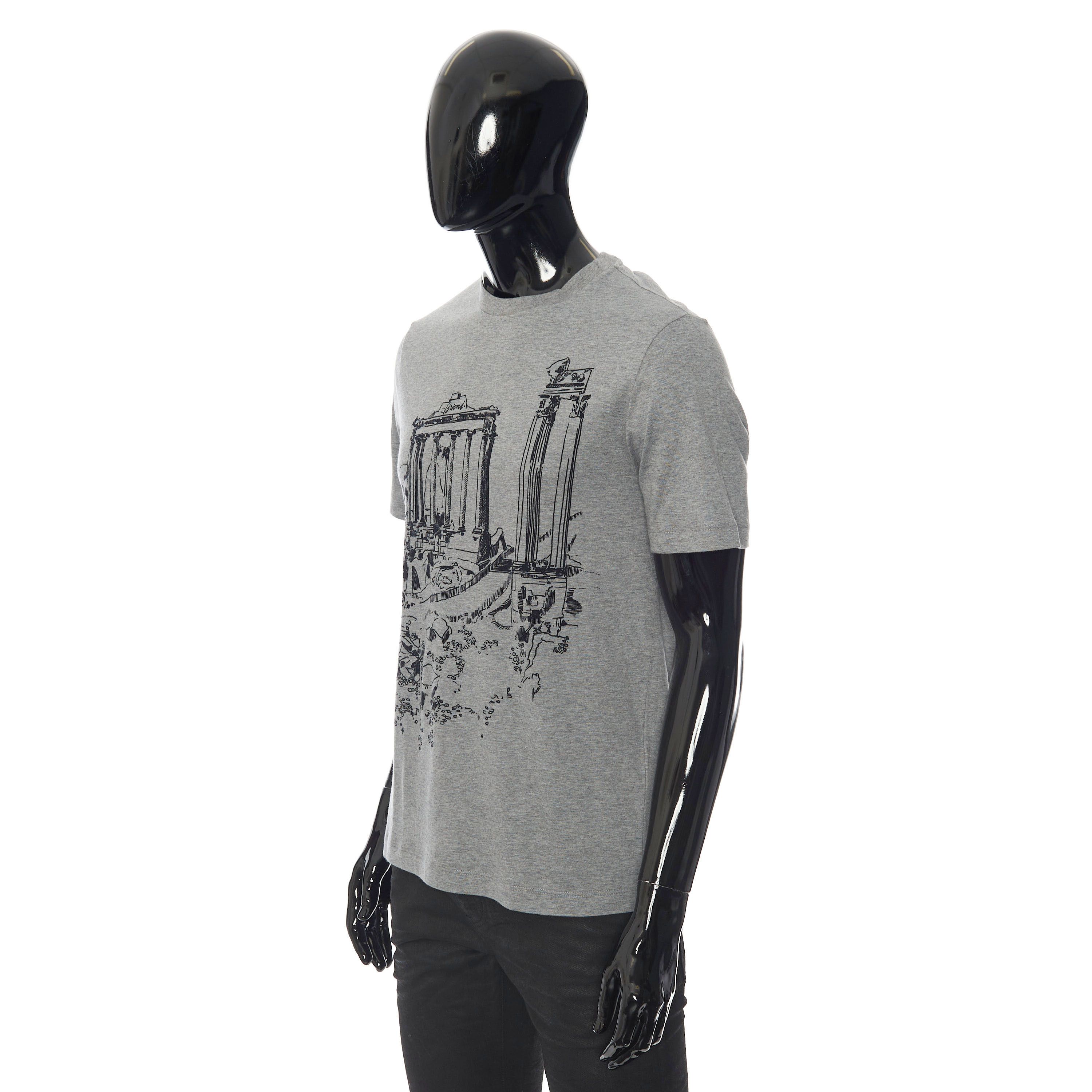Brioni Crewneck Tshirt In Grey Printed Cotton Jersey 3XL Size US XXL / EU 58 / 5 - 2 Thumbnail