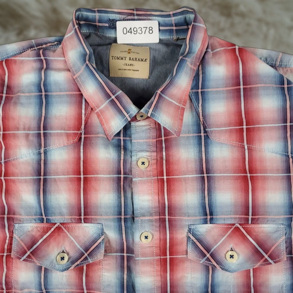 Tommy Bahama VINTAGE Tommy Bahama Shirt Mens Large Red Blue Plaid Casual Button Up Short Sleeve Size US L / EU 52-54 / 3 - 1 Thumbnail