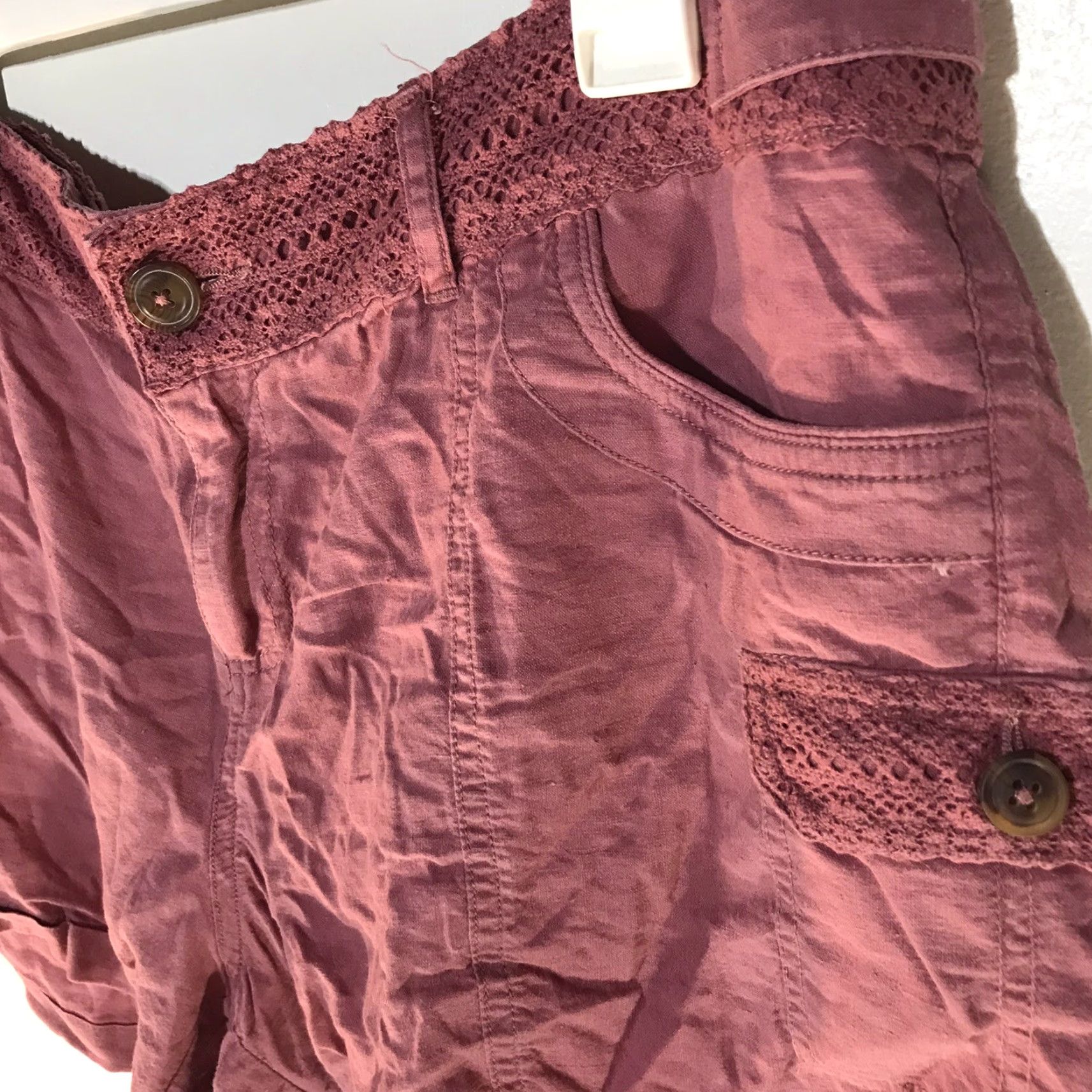 Vintage Maurines Pink Linen Rayon Shorts Womens Size 11/12 Casual Summer Boho Cuffed Pockets Size 32" / US 10 / IT 46 - 2 Thumbnail