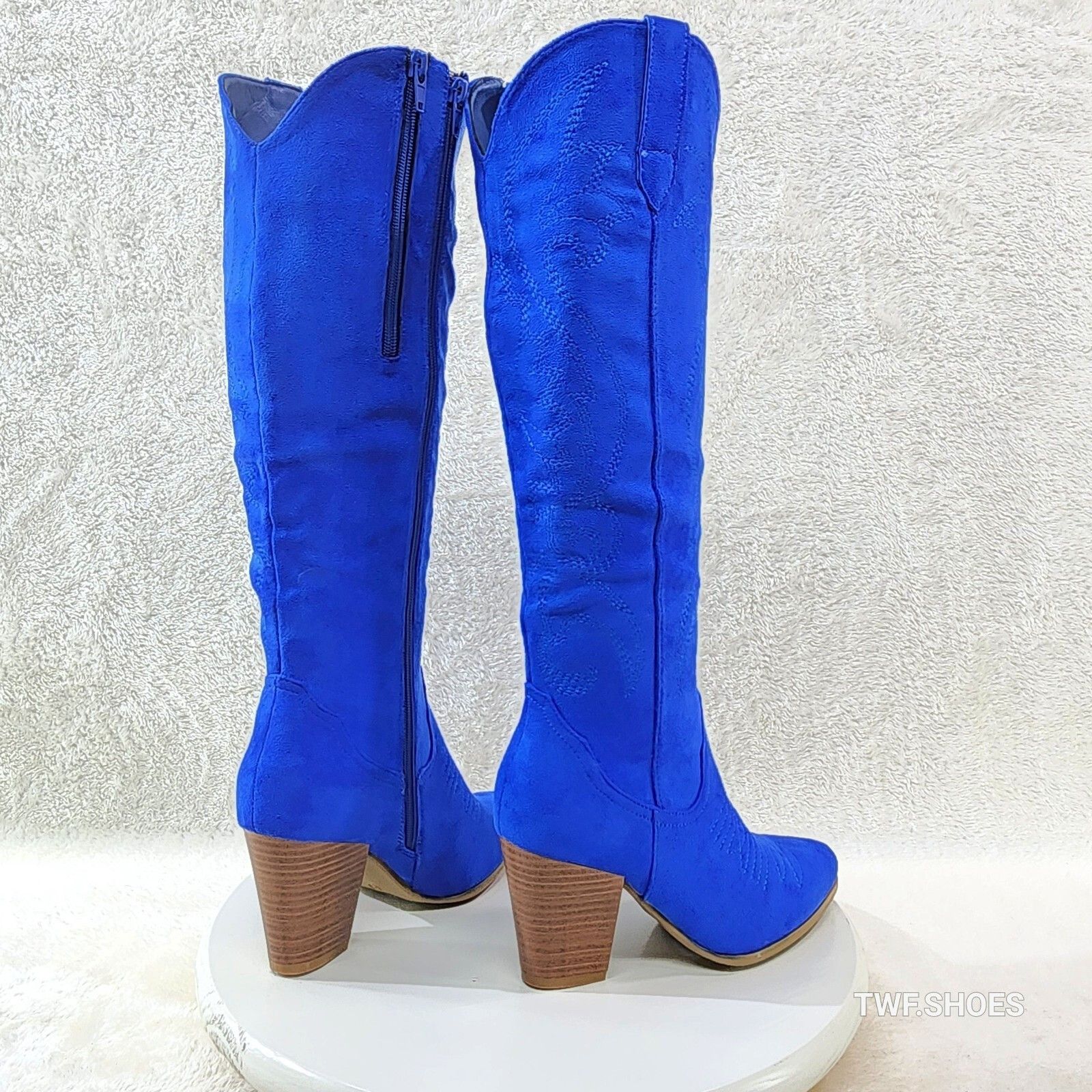 Other Wild Ryder Bright Deep Blue Faux Suede Country Western Cowgi Size US 8.5 / IT 38.5 - 6 Thumbnail
