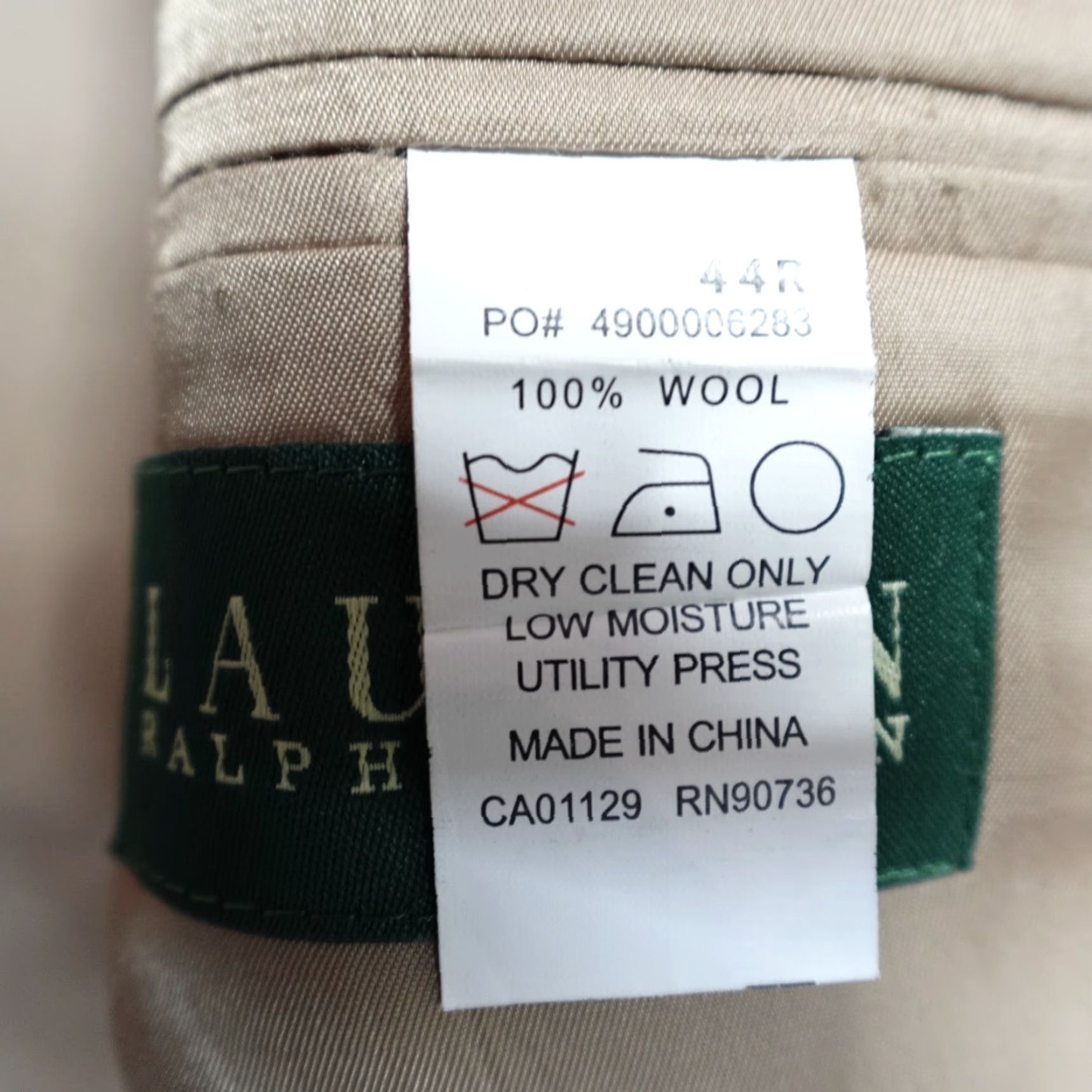 Ralph Lauren Lauren Ralph Lauren Sport Coat Jacket Beige Windowpane Herringbone 44R Wool Notch Two-Button Regular Men Size US S / EU 44-46 / 1 - 2 Thumbnail