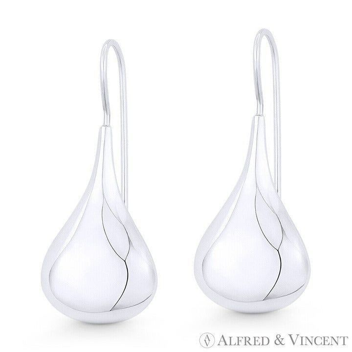 Other 1.4" Long Polished Hollow Tear-Drop Hook Earrings Size ONE SIZE - 1 Preview