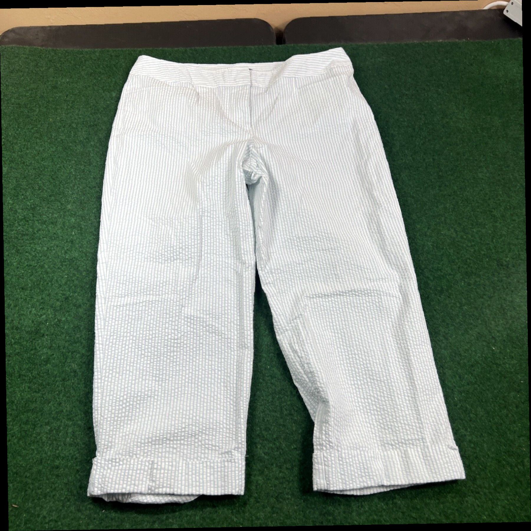 Vintage Liz Claiborne Women's Size 16 Light Blue White Audra Capri Crop Pants Casual Size 38" / US 16 / IT 52 - 1 Thumbnail