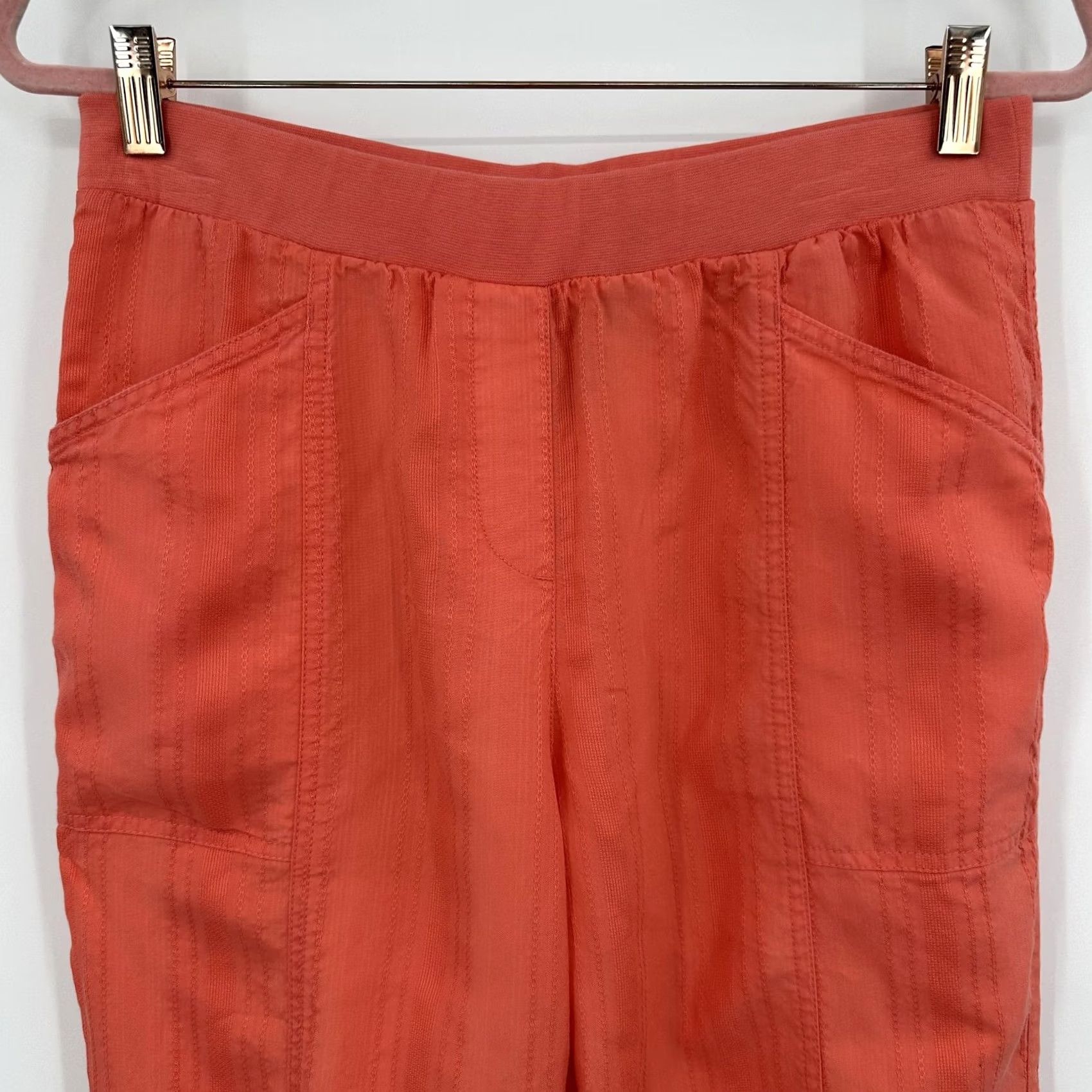 Vintage VINTAGE Chico's Pants Womens Small 0 Coral Lyocell Cropped Elastic Waist Pockets Tapered Pull-On Size 25" / US 0 / IT 36 - 5 Thumbnail