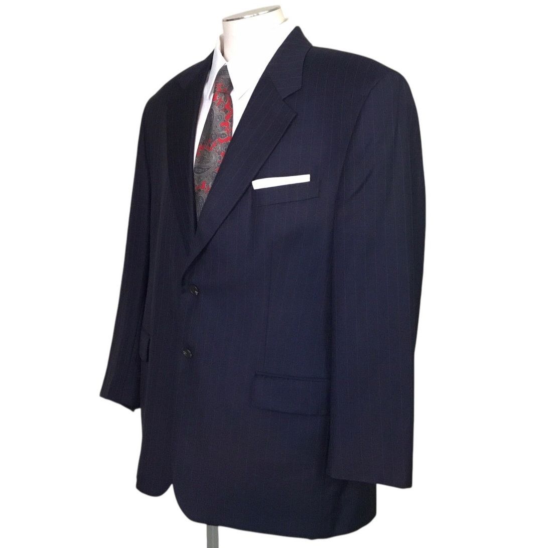 Chaps Ralph Lauren Chaps Navy Blue Pinstripe Suit Coat 46 Regular Size US XL / EU 56 / 4 - 3 Thumbnail