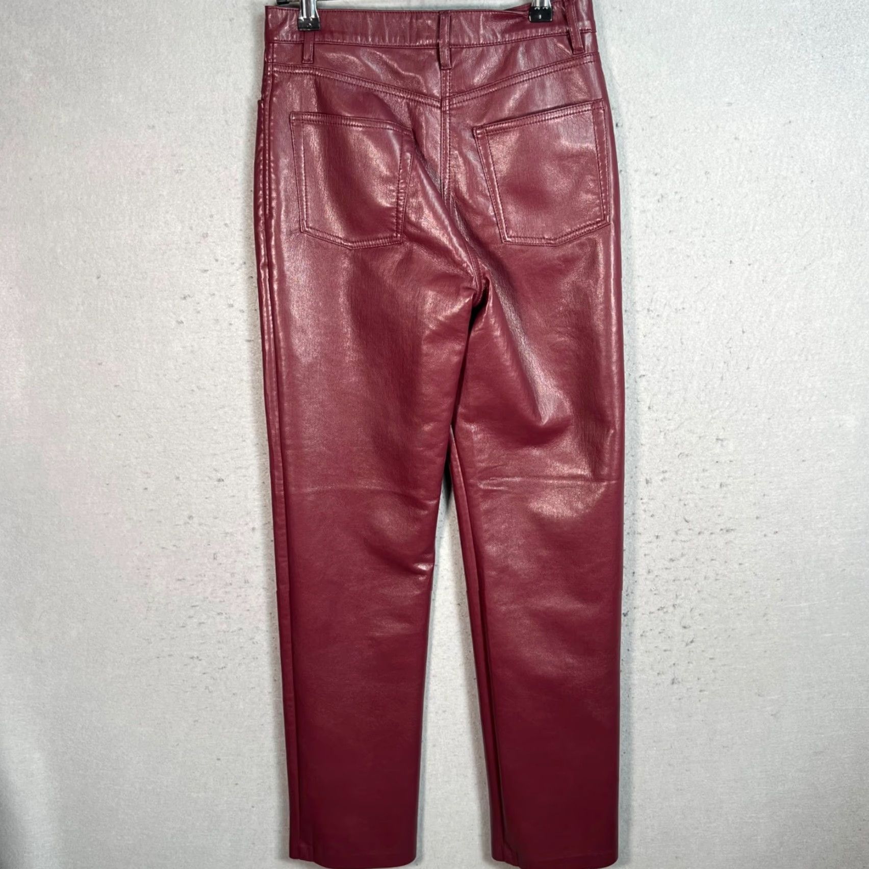 Vintage Wilfred Burgundy Faux Leather High-Waisted Straight-Leg Pants Womens Size 2 Size 26" / US 2 / IT 38 - 2 Thumbnail