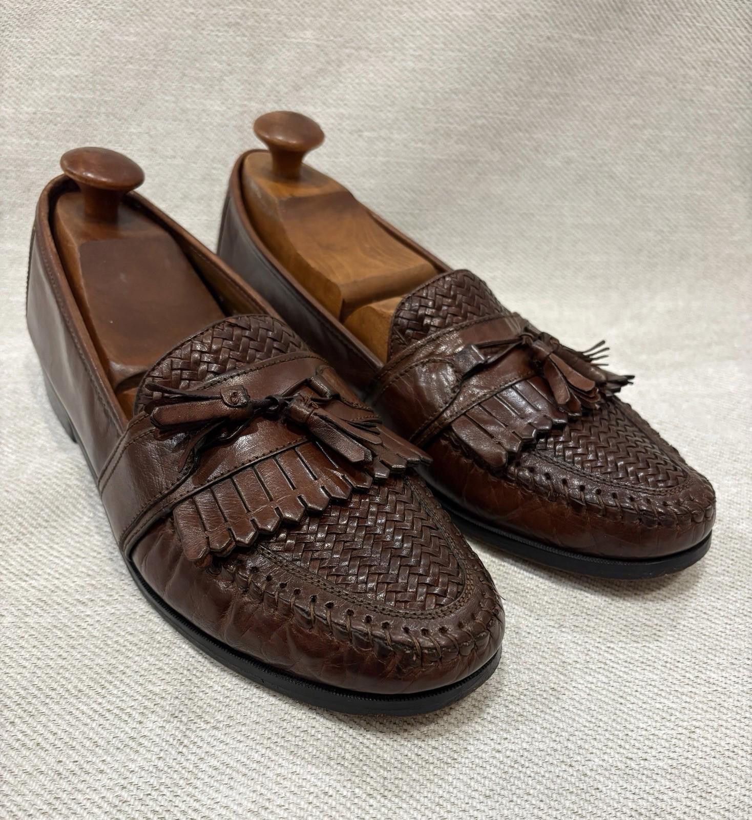 Nunn Bush NUNN BUSH Men's Strafford Woven Leather Loafer Cognac 7 M Size US 7 / EU 40 - 2 Thumbnail