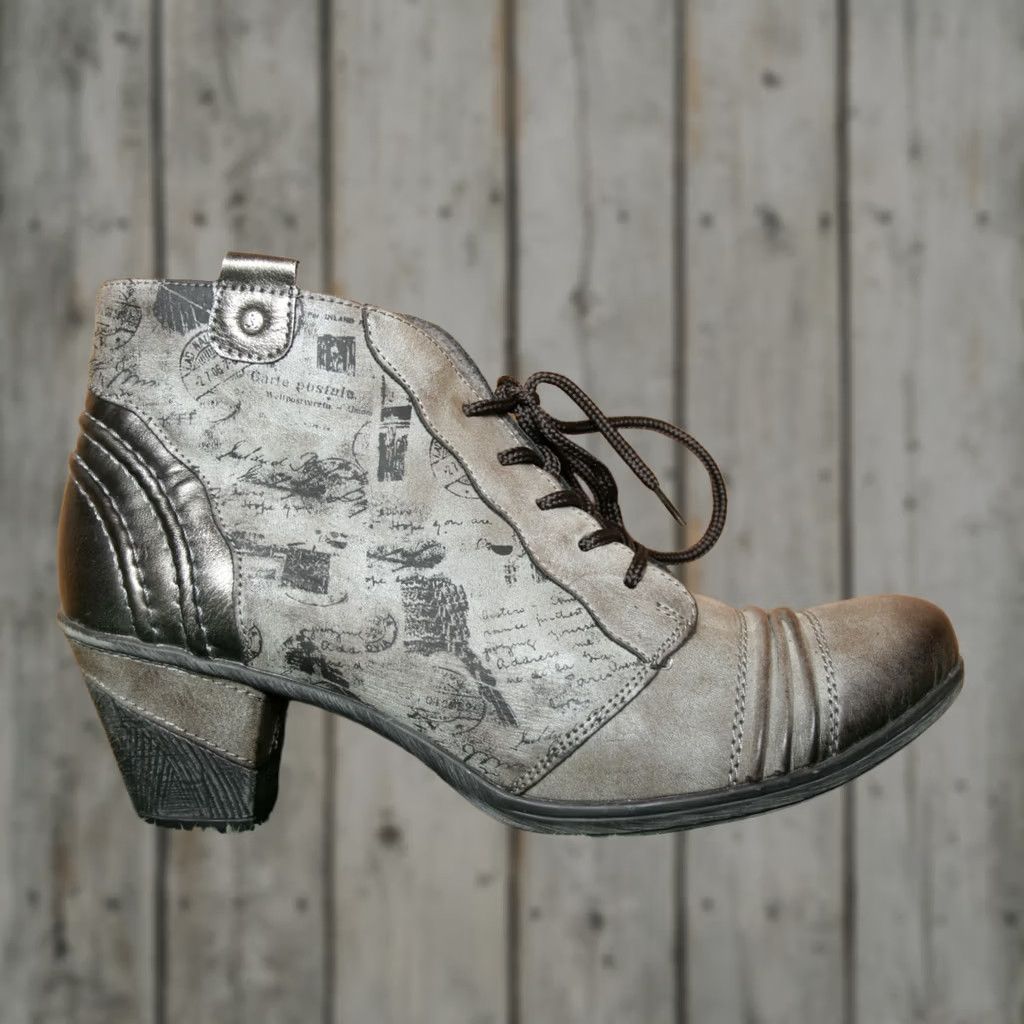 Vintage VINTAGE REMONTE Cheyenne 71 Bootie Womens Leather Ankle 2.5" Heel Black/Silver Brown/Gray Metallic EU41 US9.5-10 Mens Womens Girls Size US 9.5 / IT 39.5 - 1 Thumbnail