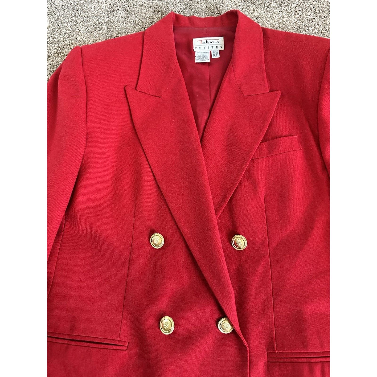 Talbots Vintage Talbots Women’s Blazer Jacket 16 Petite Red Wool Size XXL / US 16-18 / IT 52-54 - 2 Thumbnail