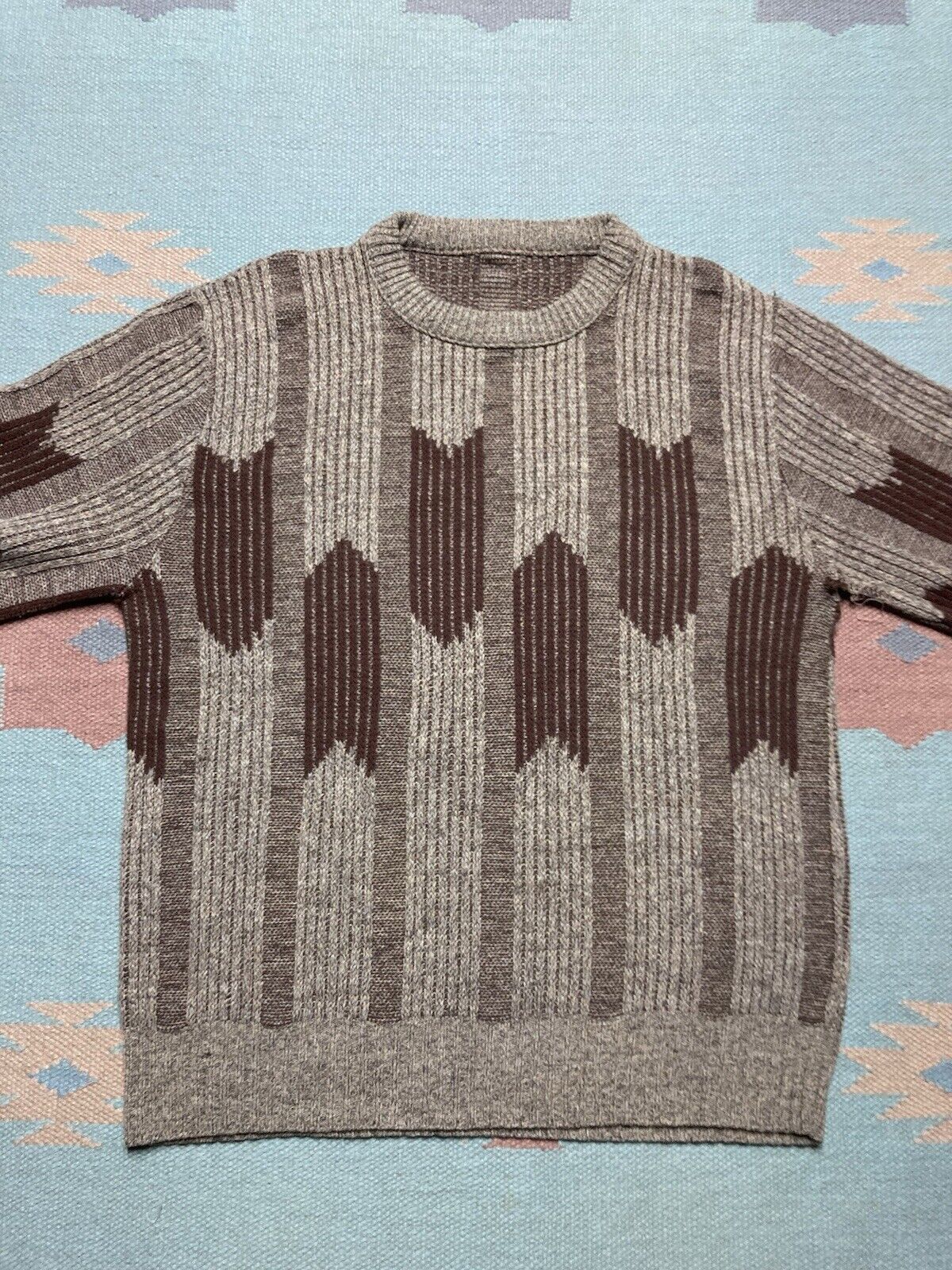 Vintage VTG knit sweater crewneck abstract geometric distressed M Size US M / EU 48-50 / 2 - 2 Thumbnail