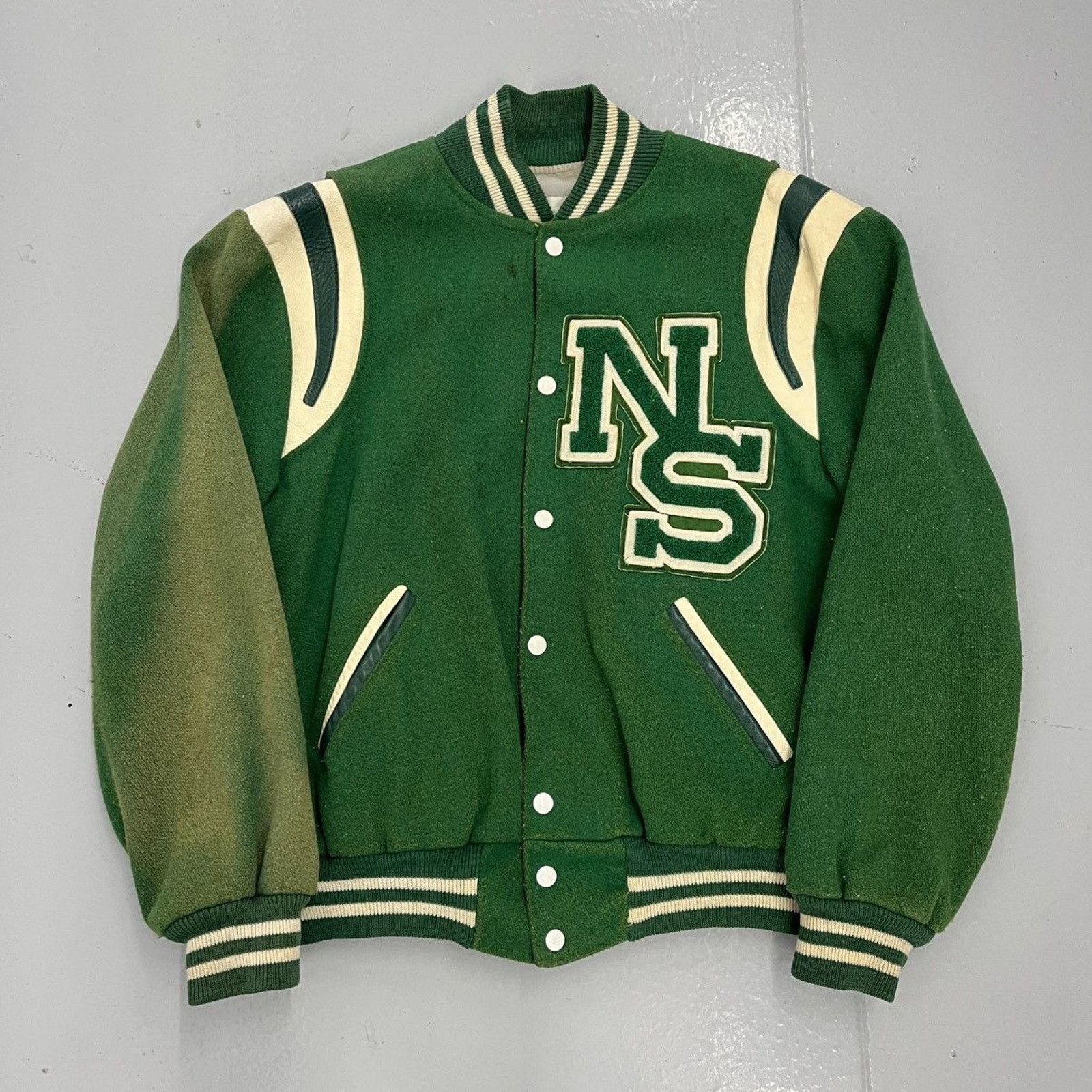 Holloway Vintage 60s Holloway Green Wool/Leather Varsity Jacket Size US L / EU 52-54 / 3 - 1 Thumbnail