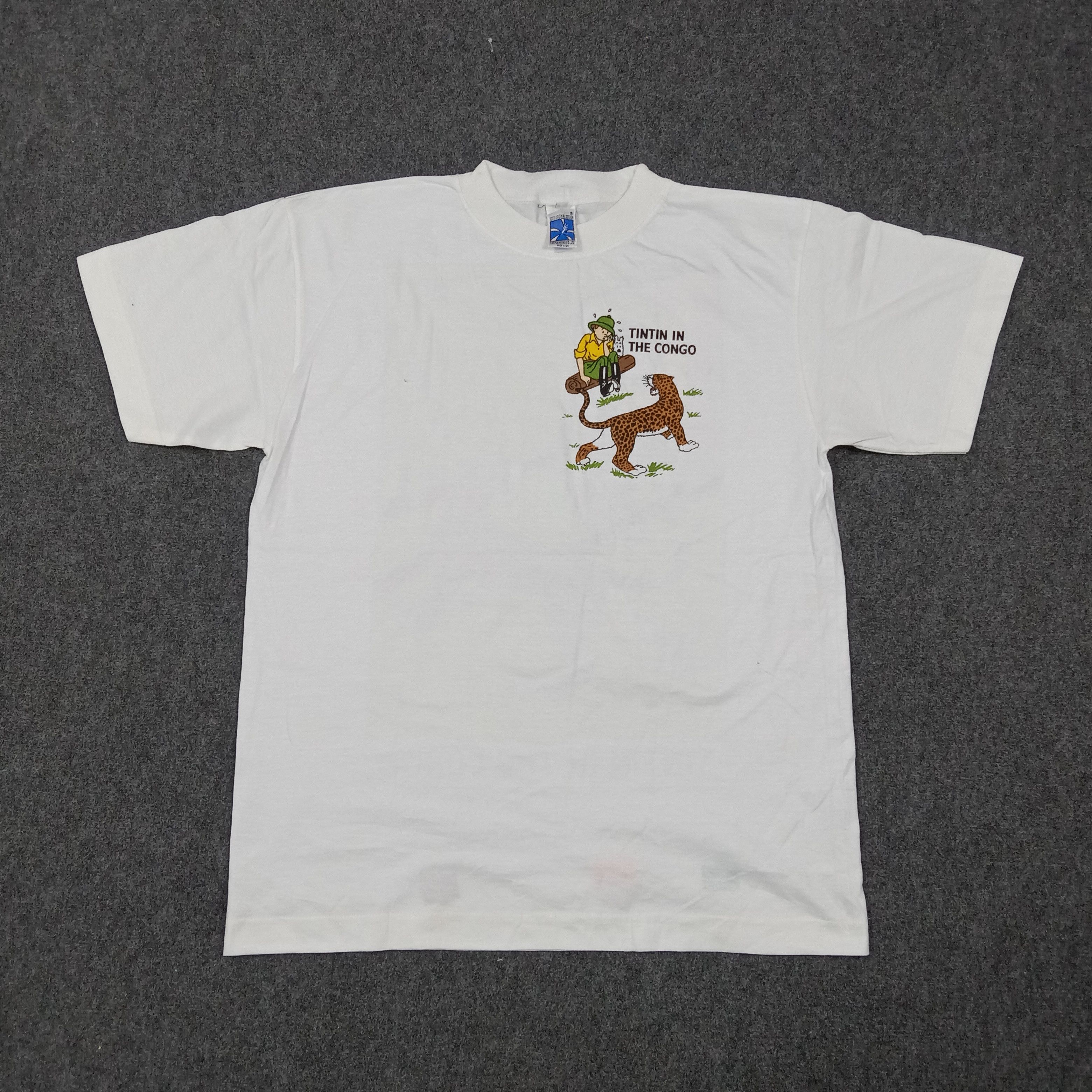 Vintage Tintin In The Congo Retro Cartoon Comic Tdshirt C276N3 Size US L / EU 52-54 / 3 - 3 Thumbnail