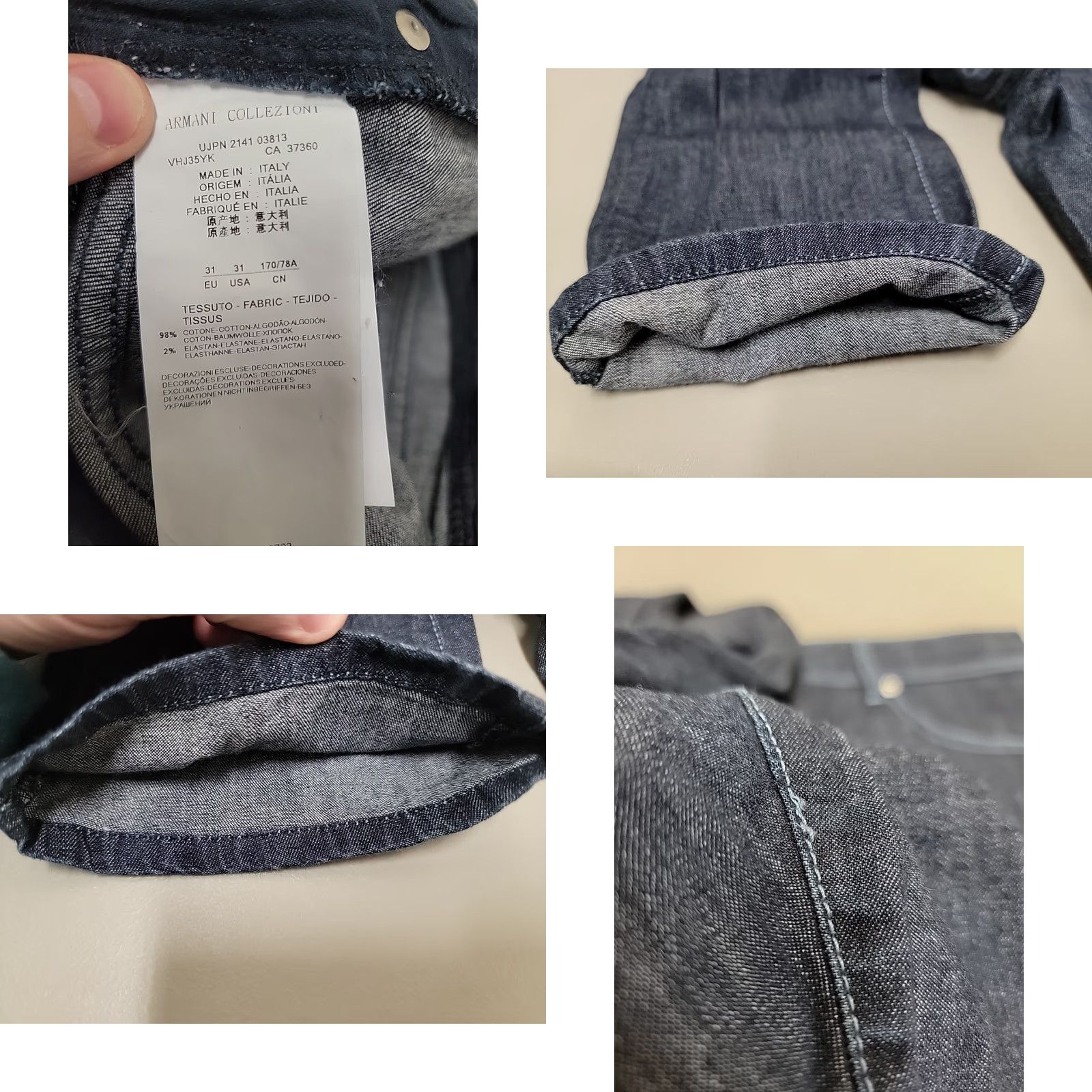 Armani Armani Collezioni Jeans Mens 31 Dark Blue Stretch Denim 5-Pocket Zip Inseam 36 Classic Regular Mens Size US 31 - 10 Thumbnail