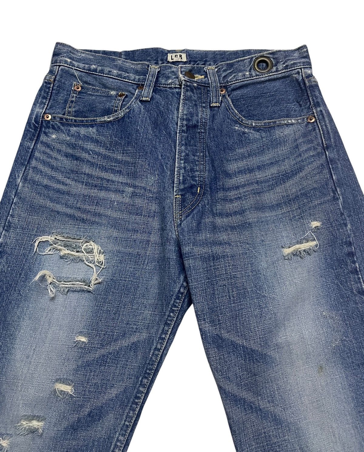 Le Grande Bleu (L.G.B.) Very Rare Vintage Japanese Brand LGB Distressed Jeans 1990s Size US 30 / EU 46 - 3 Thumbnail