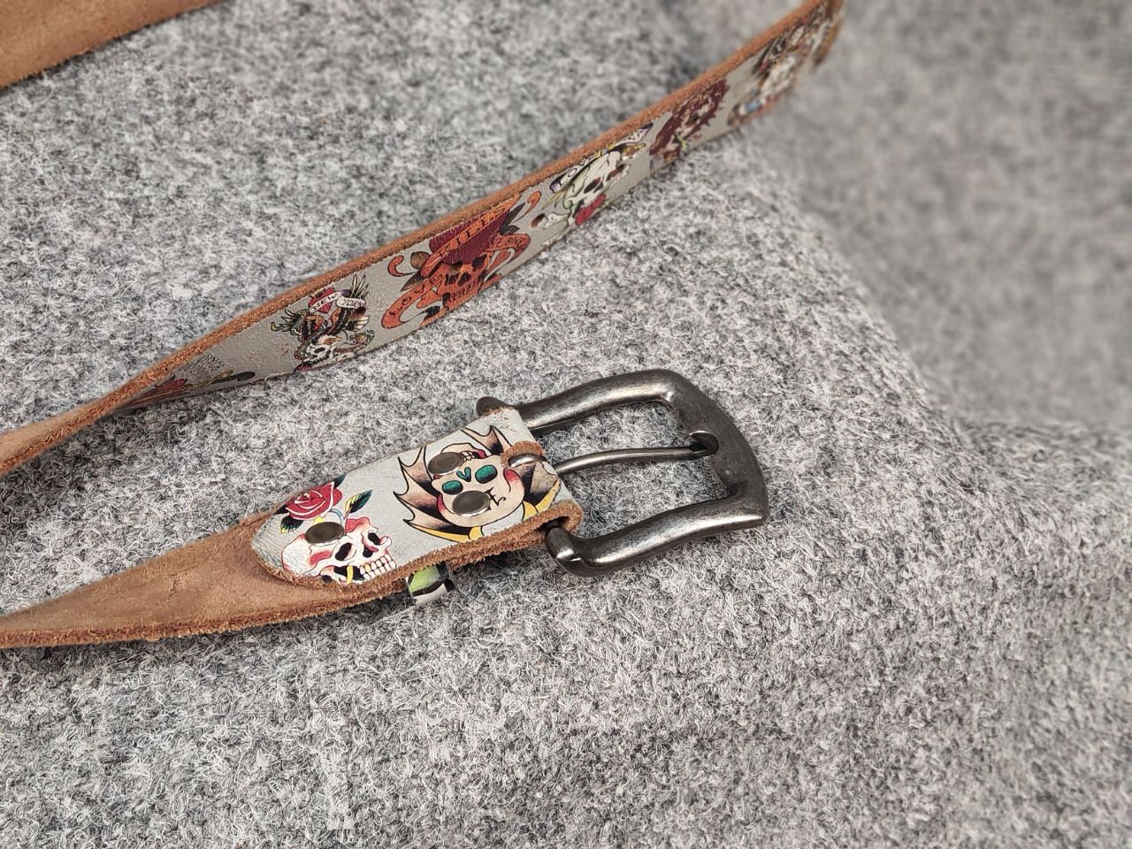 Ed Hardy Vintage Ed Hardy Multi Logo Brown Leather Belt Y2K Style Size ONE SIZE - 11 Thumbnail