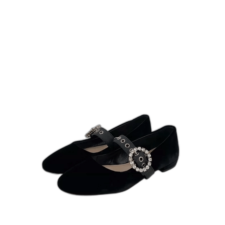 Miu Miu MiuMiu Black Flats with Rhinestone Buckle Size US 6 / IT 36 - 1 Thumbnail