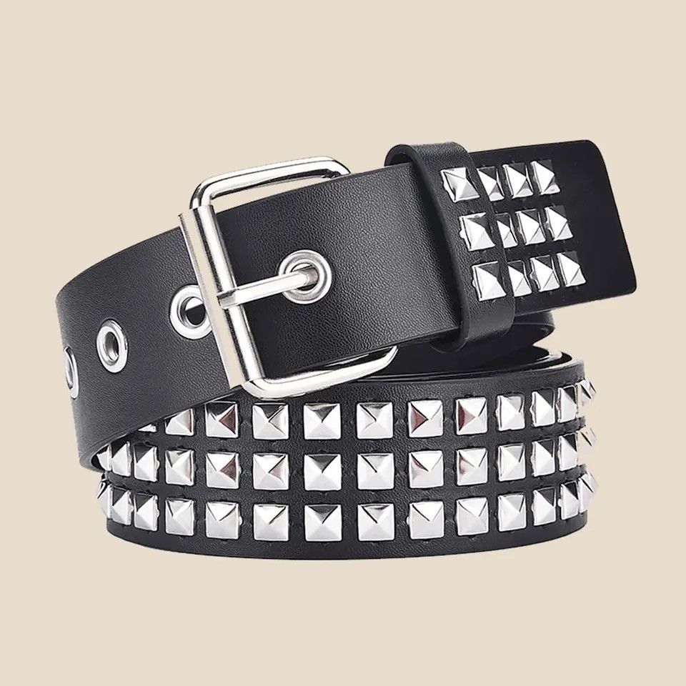 Other Square Bead Rivet Belt Metal Pyramid Belt Size ONE SIZE - 1 Thumbnail