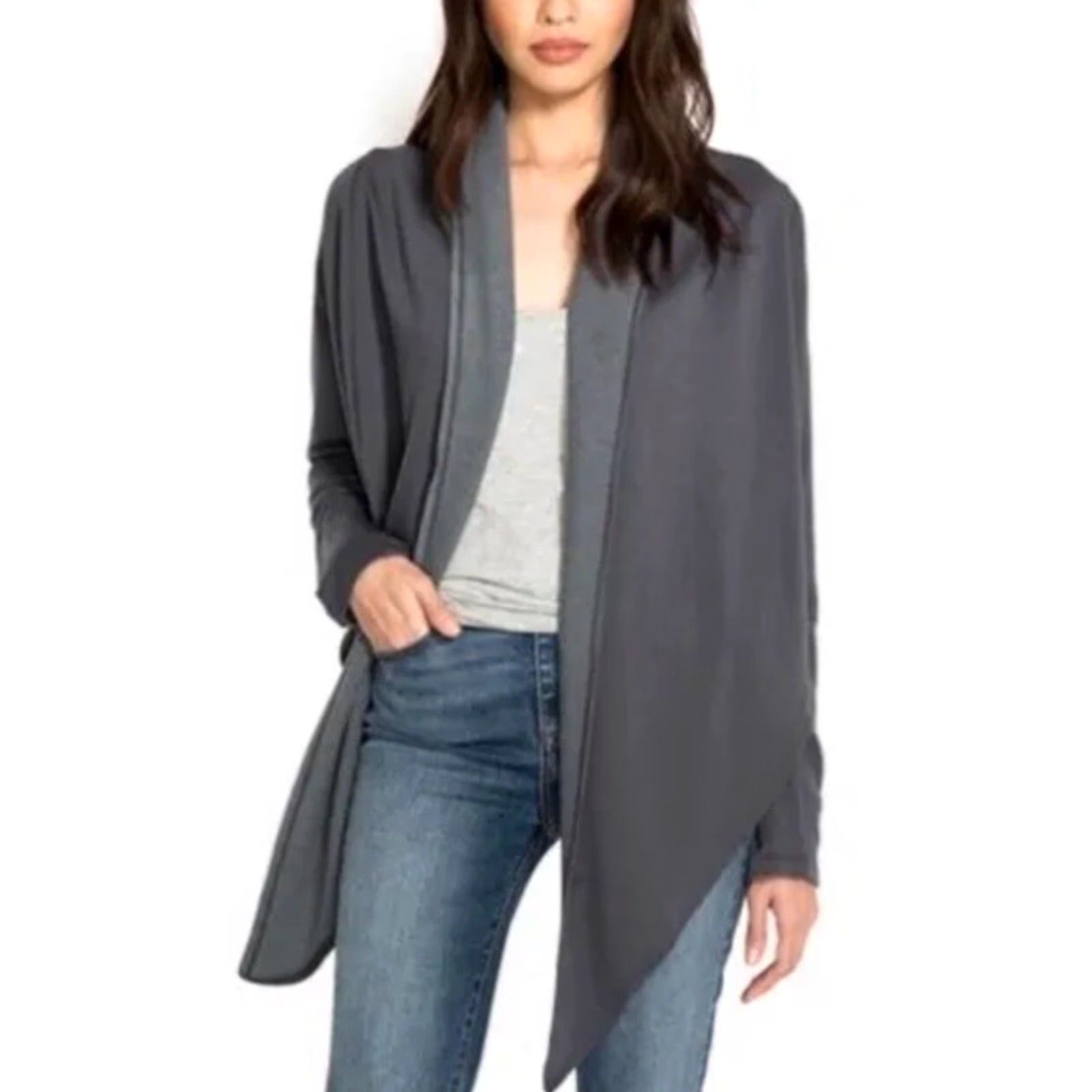 Johnny Was Johnny Was Calme Brushed French Terry Cardigan Charcoal Grey Gray Sz Large New with Tags Size L / US 10 / IT 46 - 2 Thumbnail