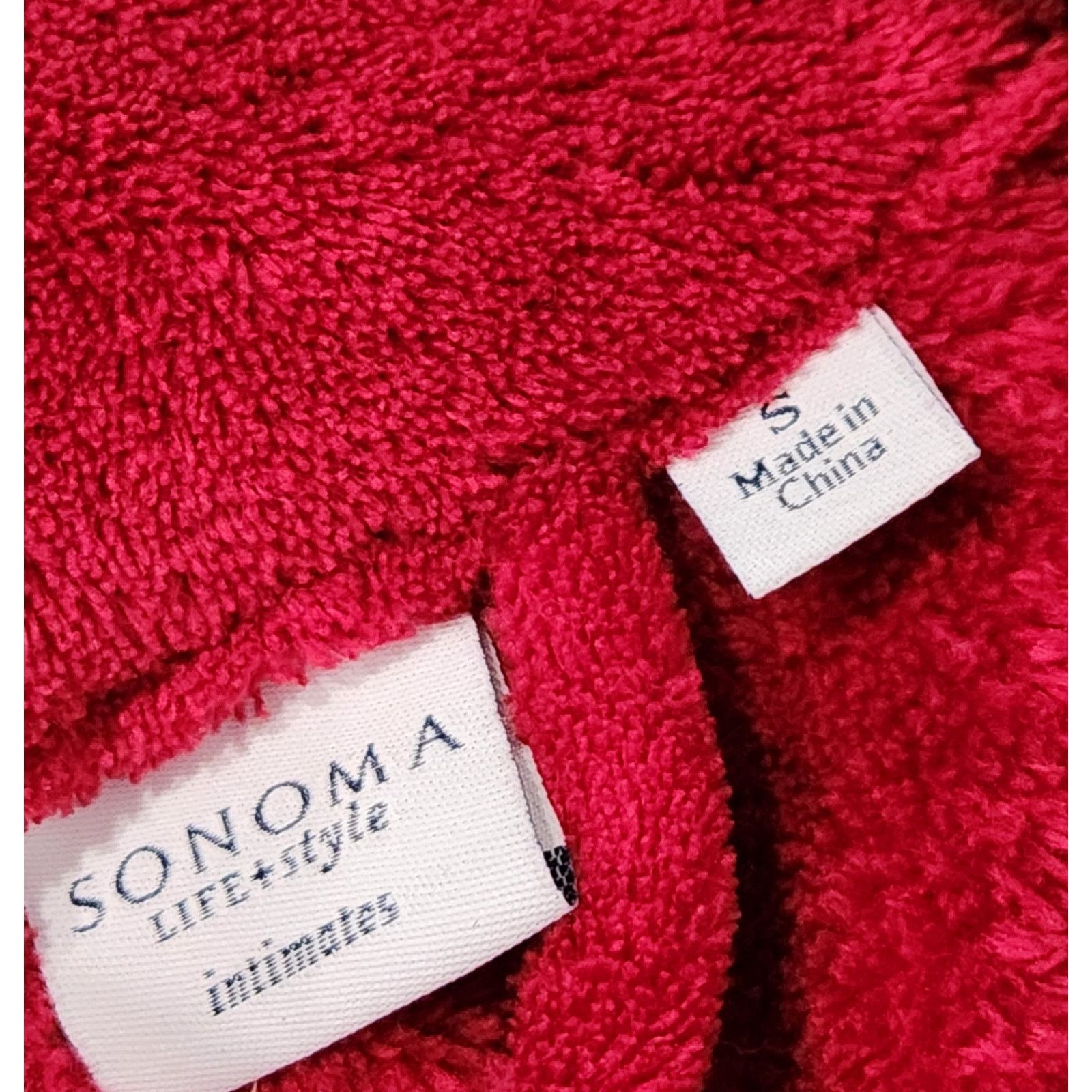 Other Sonoma Intimates Burgundy Plush Full Zip Robe Small Pockets Size ONE SIZE - 5 Thumbnail