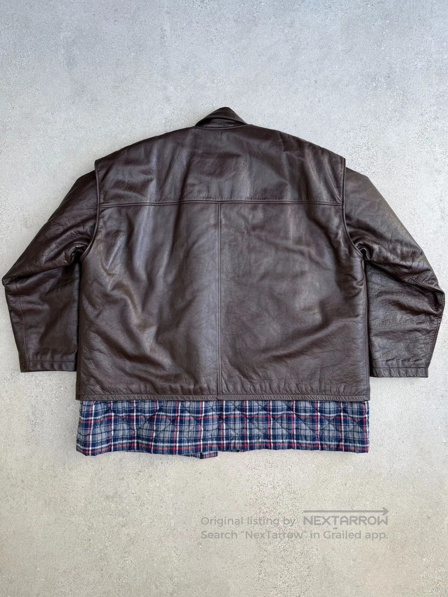 Balenciaga Brown Leather Jacket with Plaid Lining. Size US S / EU 44-46 / 1 - 3 Thumbnail