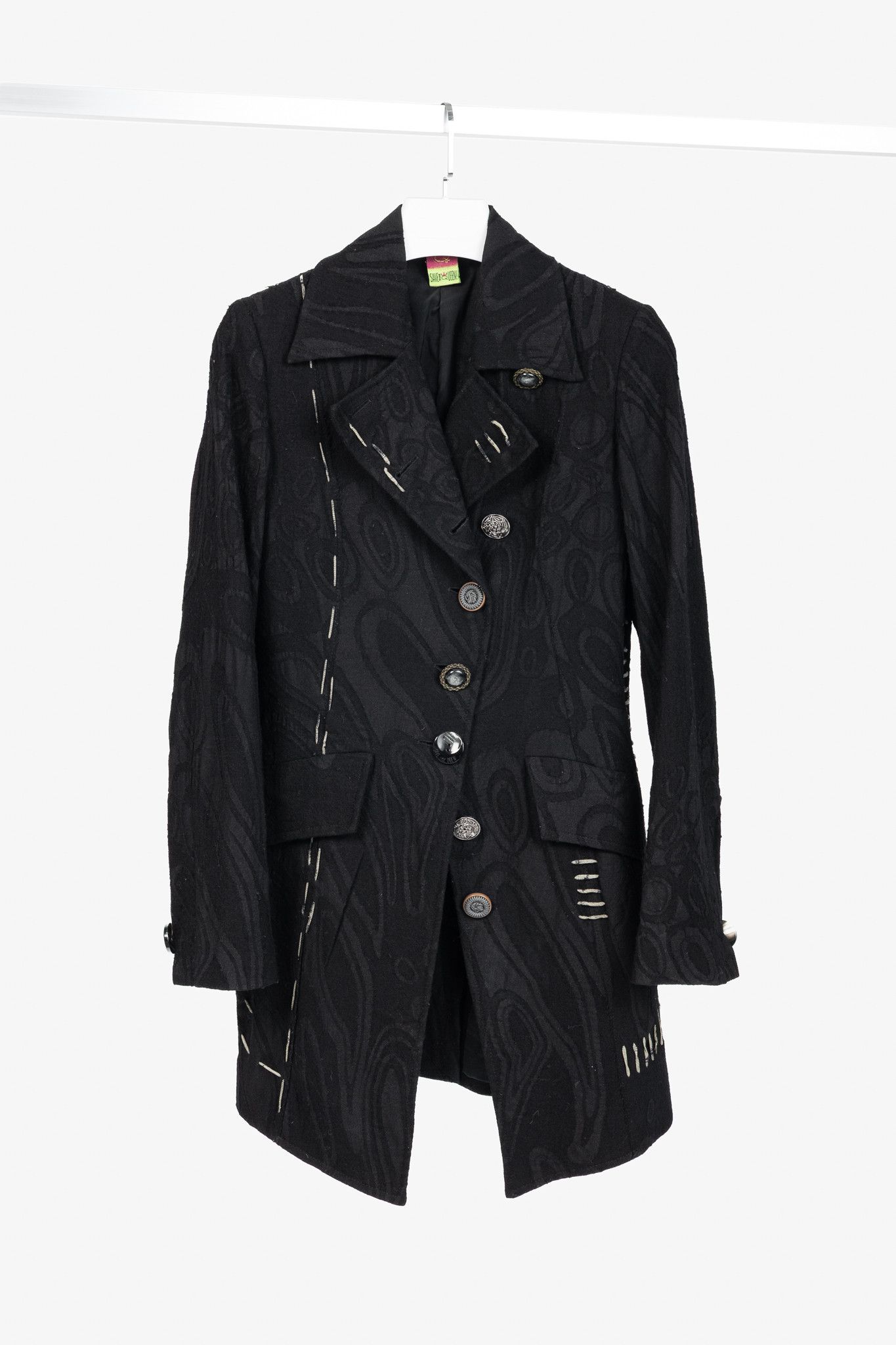 Other Save the Queen Black Wool-Jacquard Coat Size M / US 6-8 / IT 42-44 - 1 Thumbnail