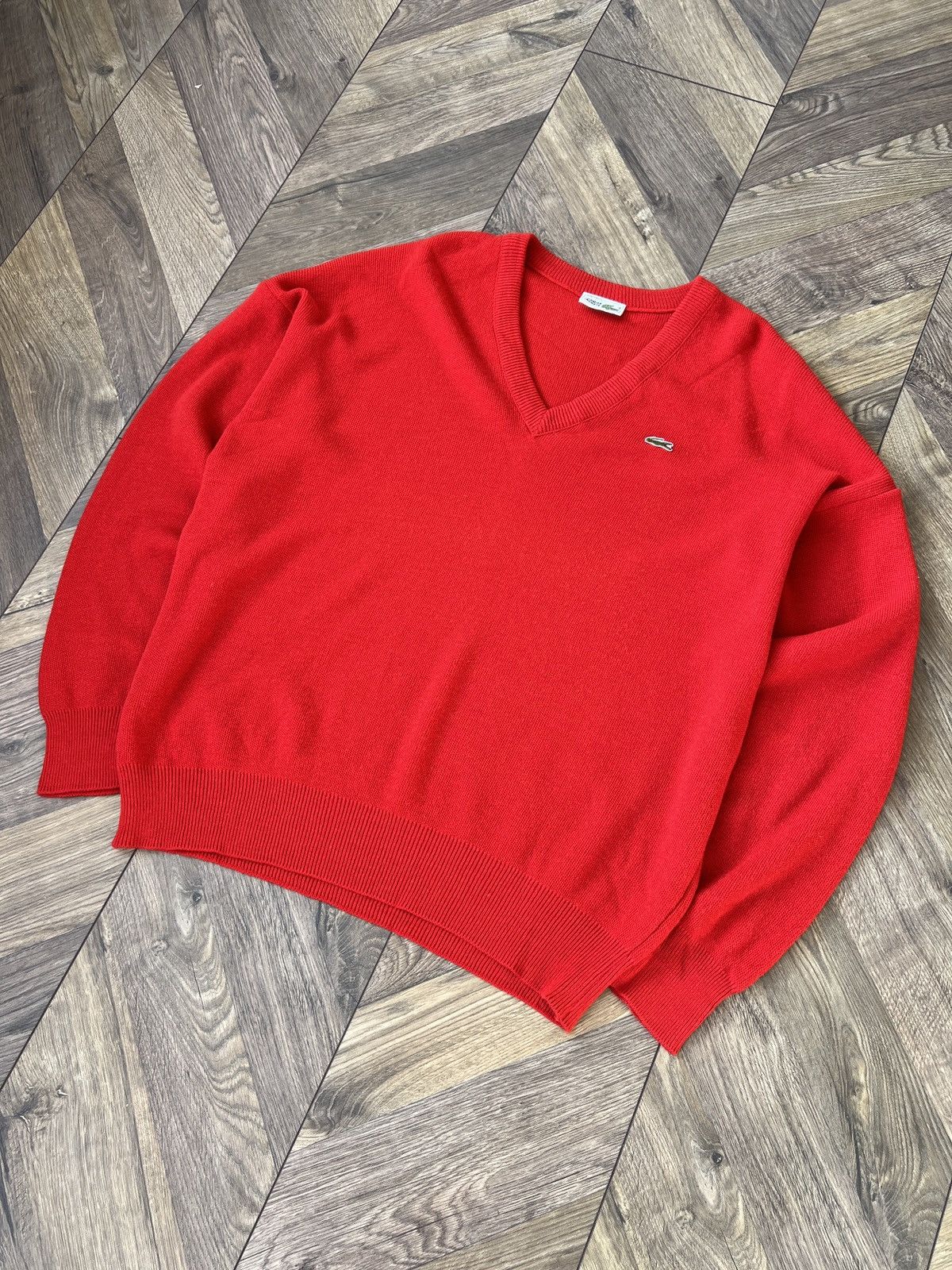 Designer × Lacoste × Vintage Vintage Lacoste V-neck knitted sweater Size US L / EU 52-54 / 3 - 6 Thumbnail