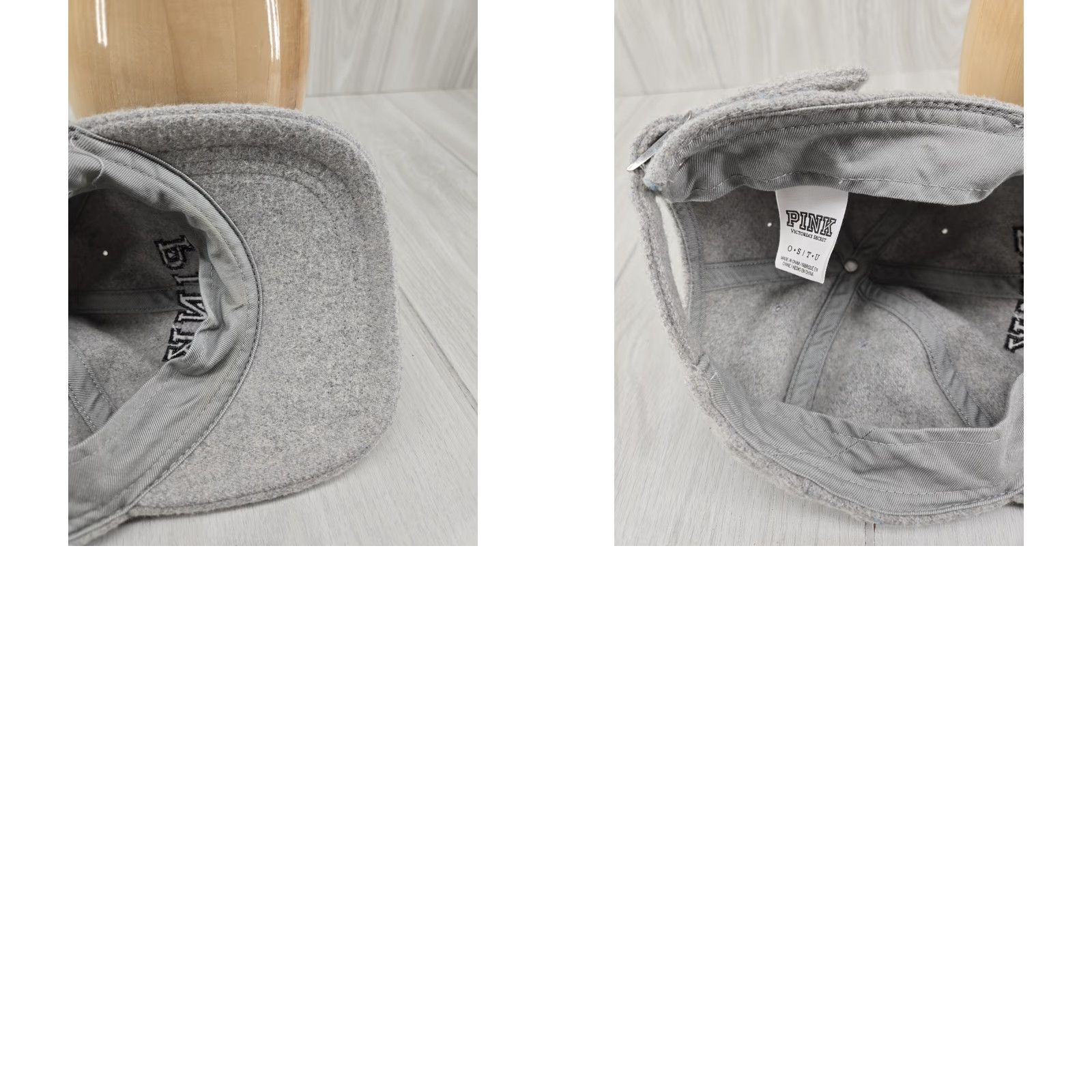 Vintage Victoria Secret Baseball Hat Gray Wool Blend Adjustable Women's Pink Logo Cap Size ONE SIZE - 10 Thumbnail