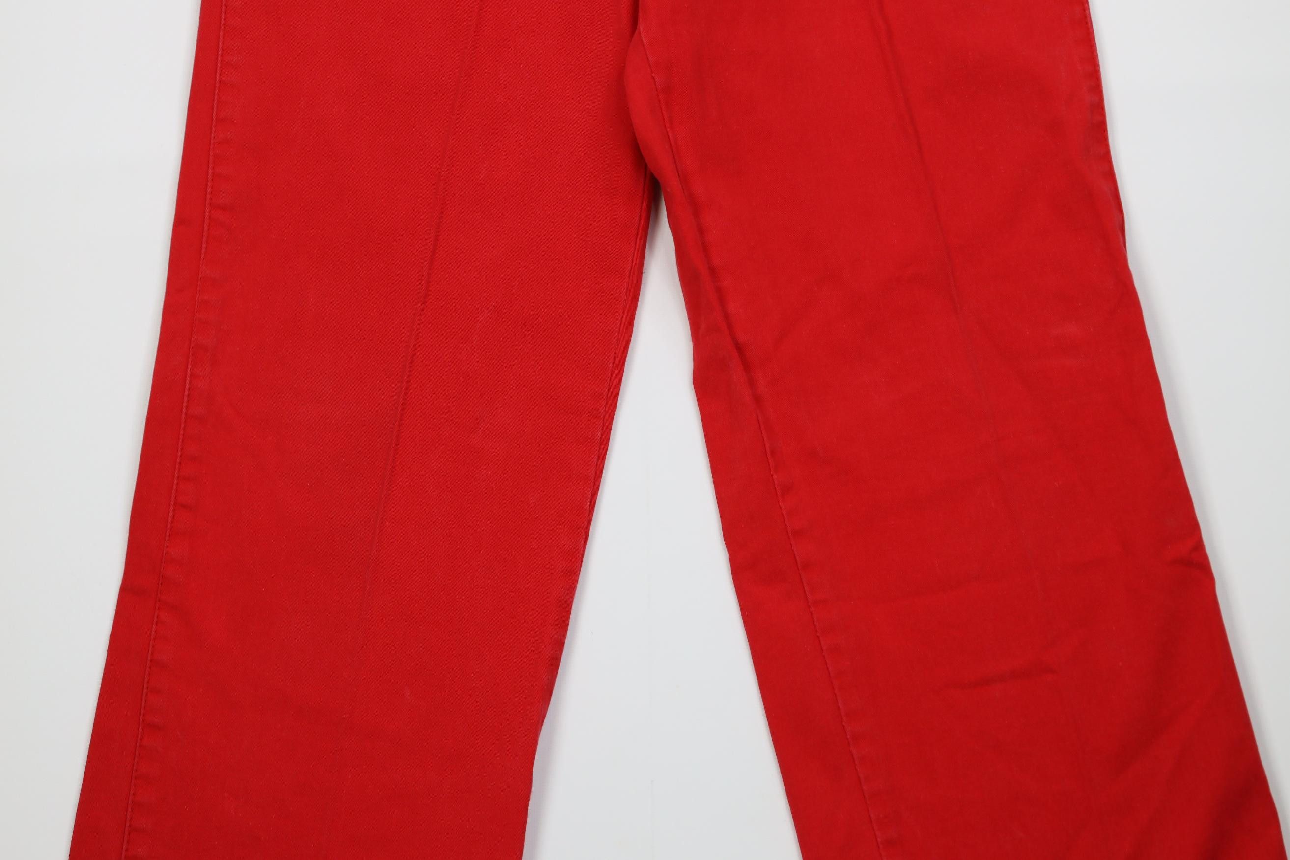 Vintage Vintage 70s Streetwear Wide Leg Chino Pants Red Cotton Size US 29 - 3 Thumbnail