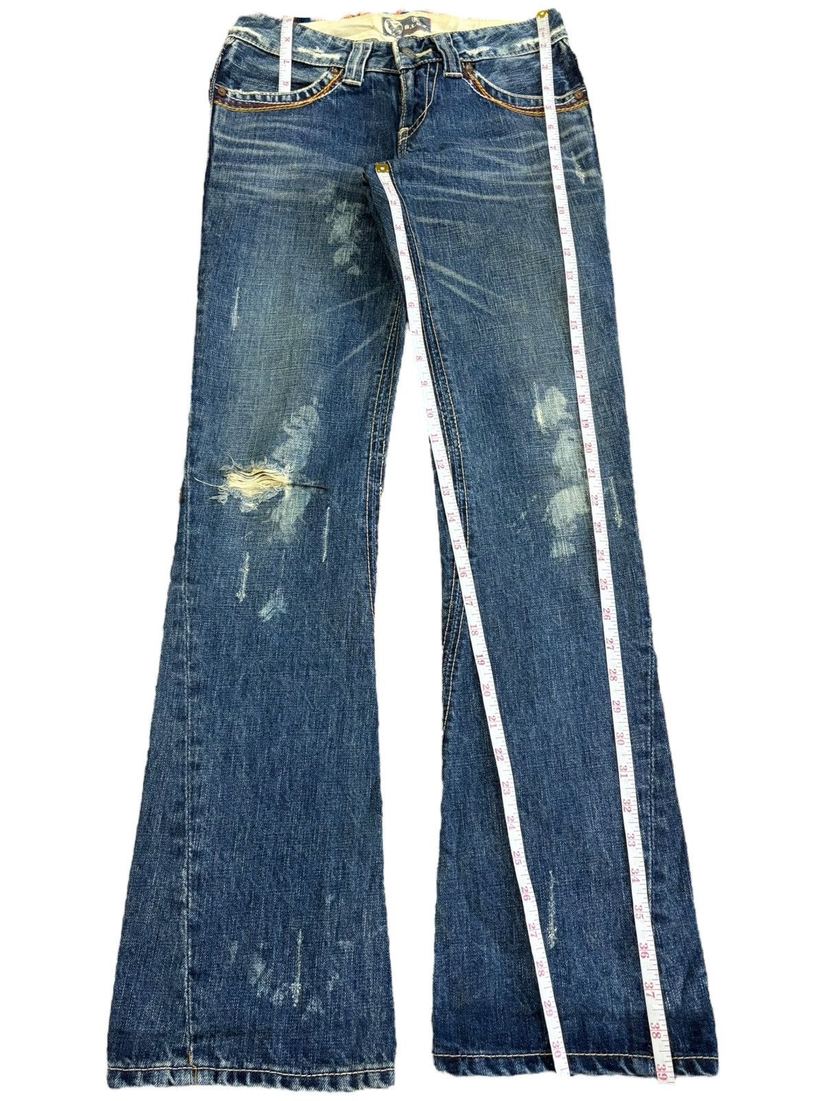 Diesel Vintage Japanese Brand Rusty Distress Low Rise Flare Jeans Size 27" / US 4 / IT 40 - 7 Thumbnail